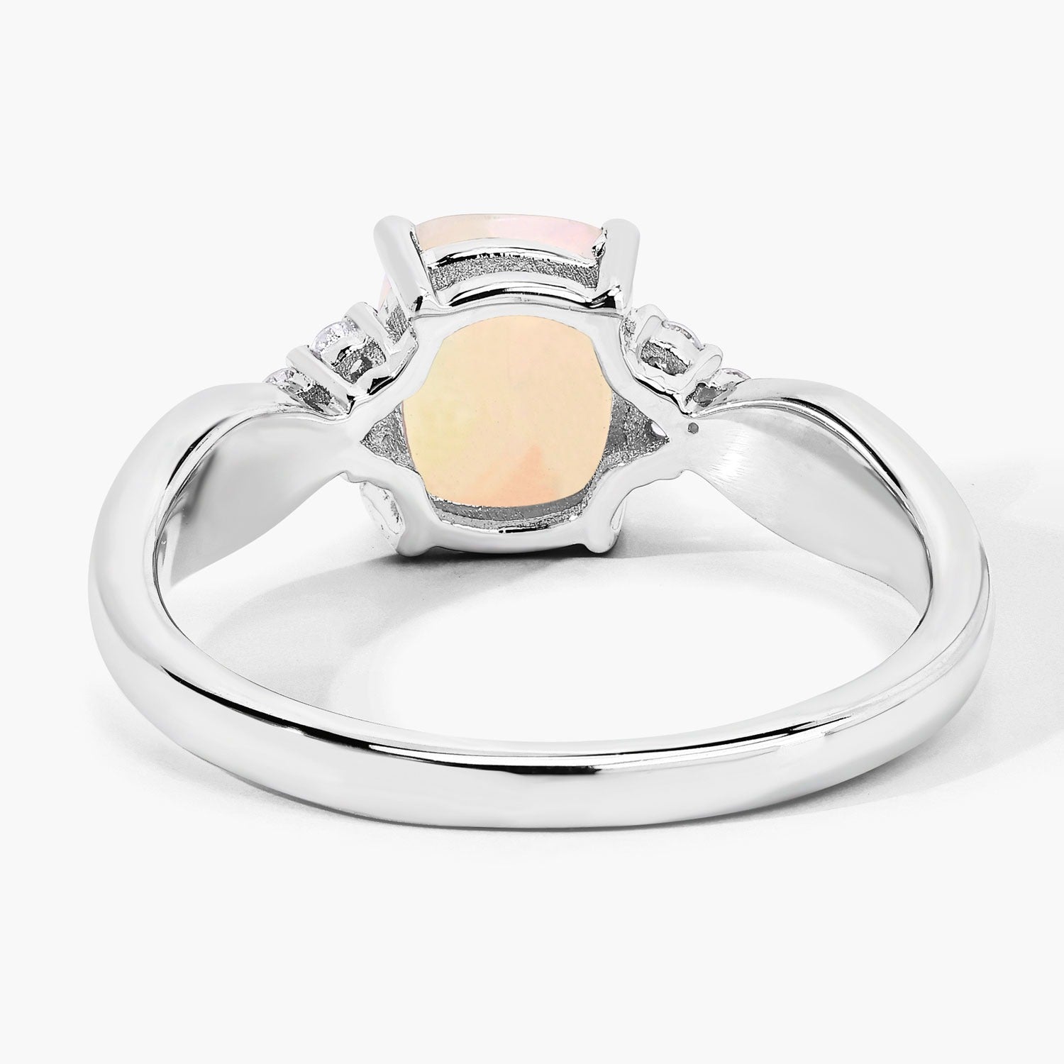 0.94 Ct Genuine Ethiopian Opal and Lab Diamond Silver Cushion Cut Cocktail Ring Fine Color Jewels