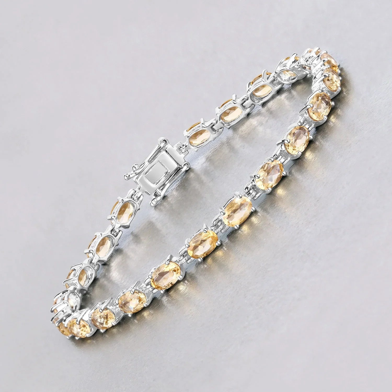Genuine Citrine Sterling Silver Bracelet