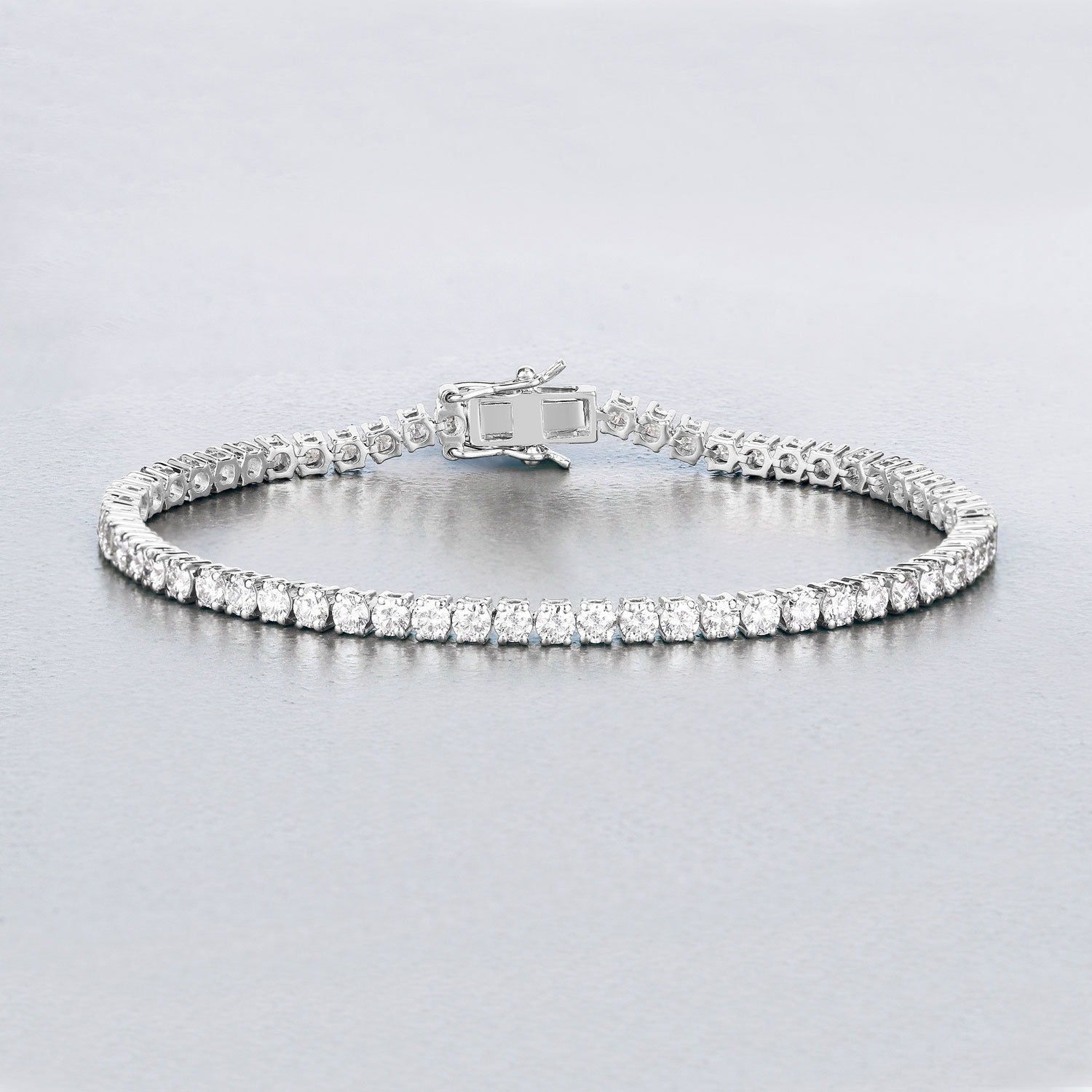 5.10 Cttw Round White Lab Grown Diamond 14K White Gold Tennis Bracelet