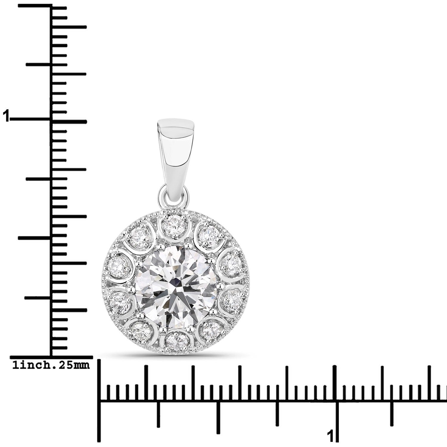 2.32 Ct Round Lab Grown Diamond Prong Platinum Bridal Halo Floral Pendant