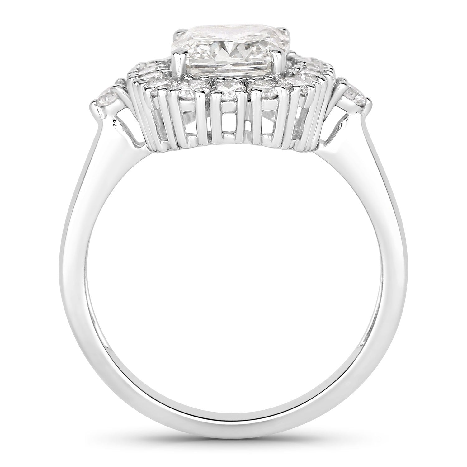 3.07 Ct Cushion Lab Grown Diamond Prong Platinum Halo Bridal Ring