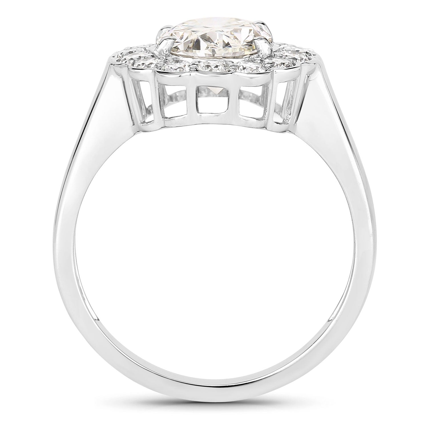 2.48 Ct Oval Lab Grown Diamond Prong Platinum Floral Halo Bridal Ring