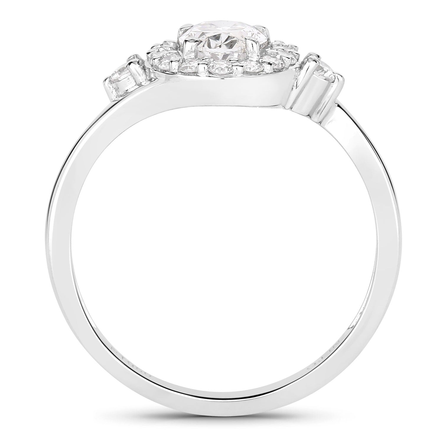 1.02 Ct Oval Lab Grown Diamond Prong Platinum Halo Bypass Bridal Ring