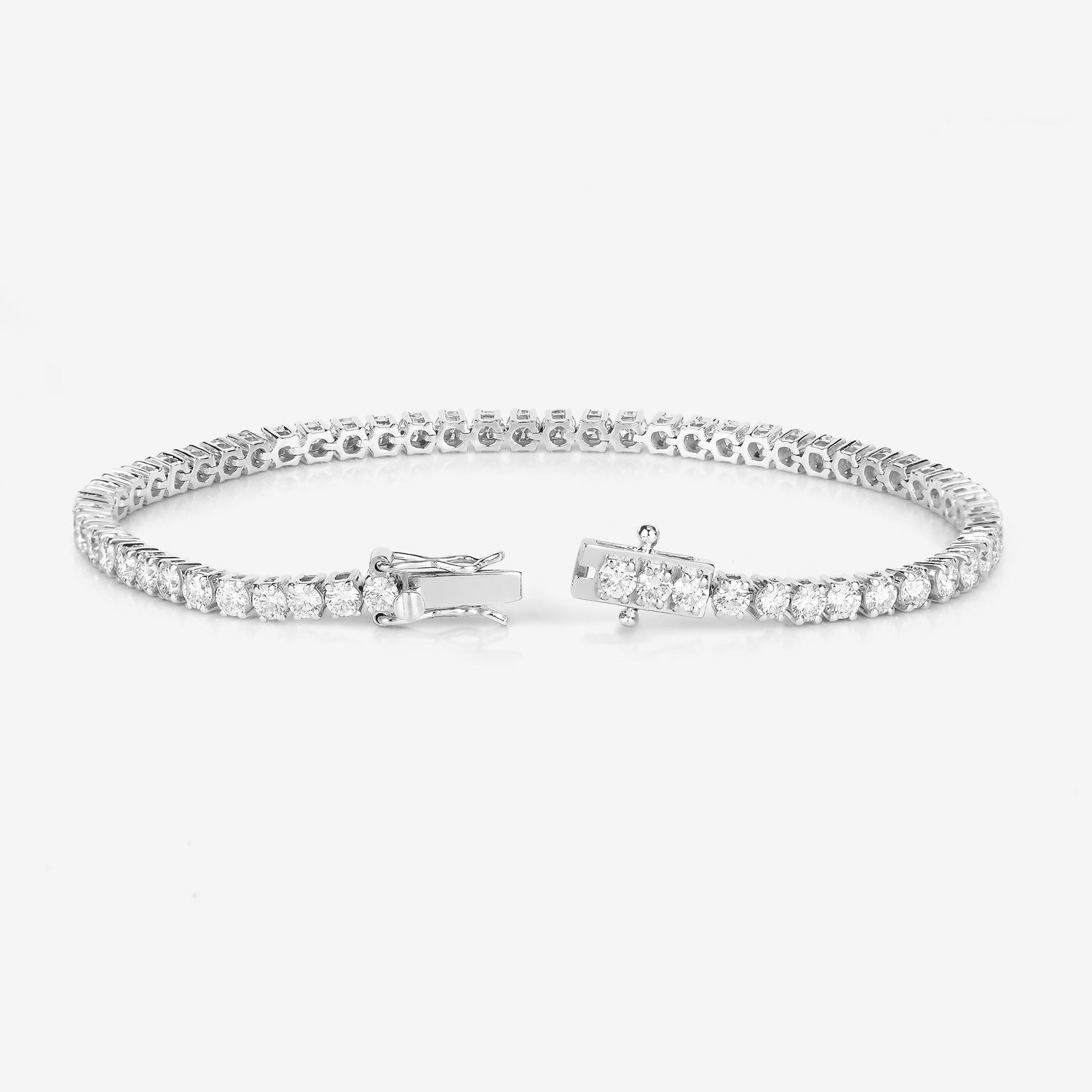 5.10 Cttw Round White Lab Grown Diamond 14K White Gold Tennis Bracelet