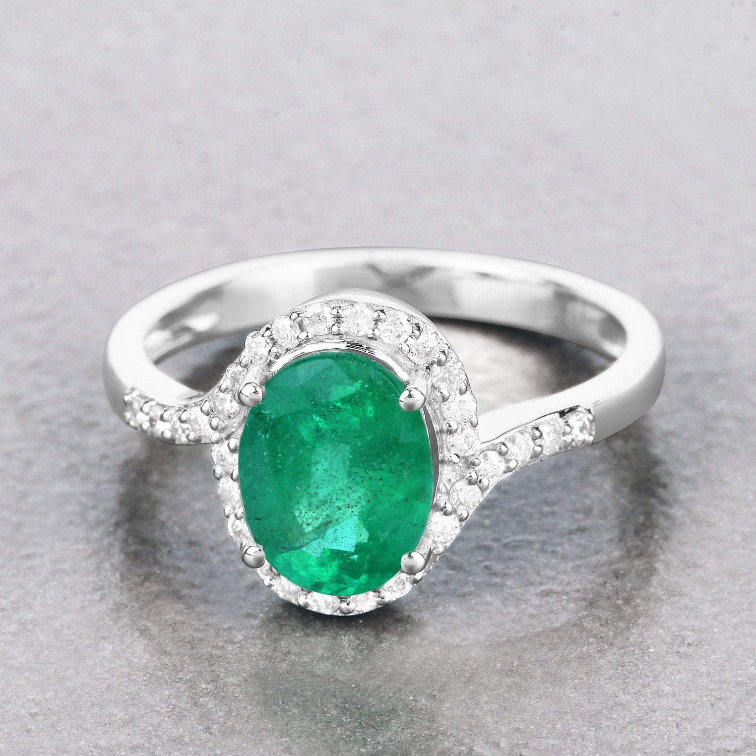Genuine Zambian Emerald Diamond Gold Ring