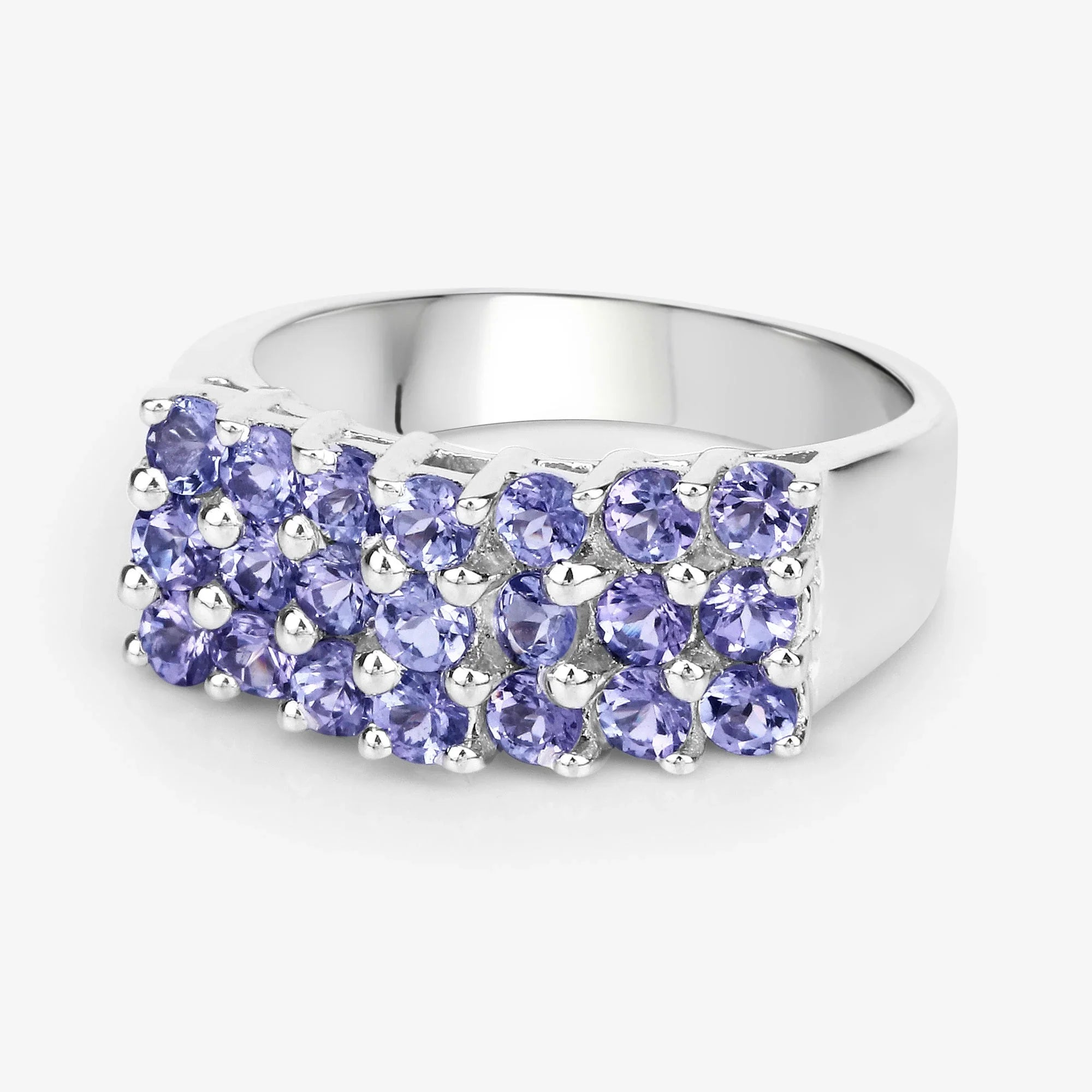 Genuine Tanzanite 925 Sterling Silver Cluster Ring