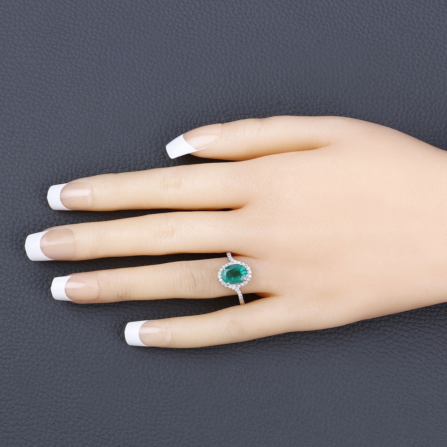 Genuine Zambian Emerald Diamond Gold Ring