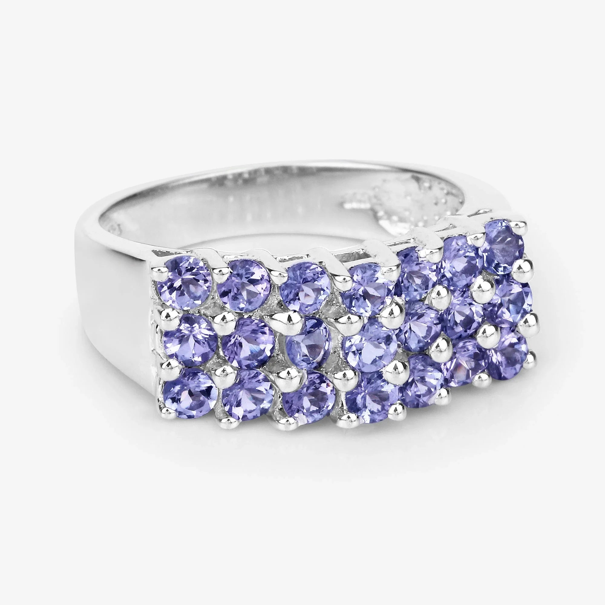 Genuine Tanzanite 925 Sterling Silver Cluster Ring