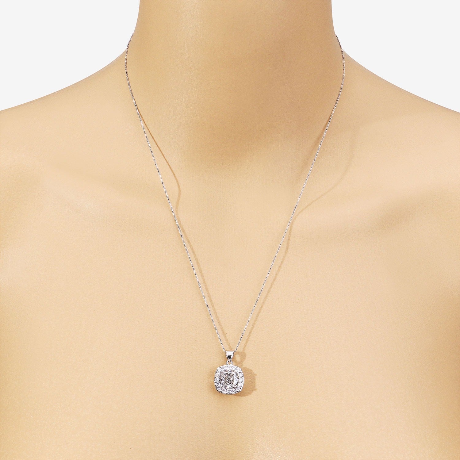 3.50 Ct Cushion Cut Lab Diamond Prong Platinum Halo Bridal Pendant