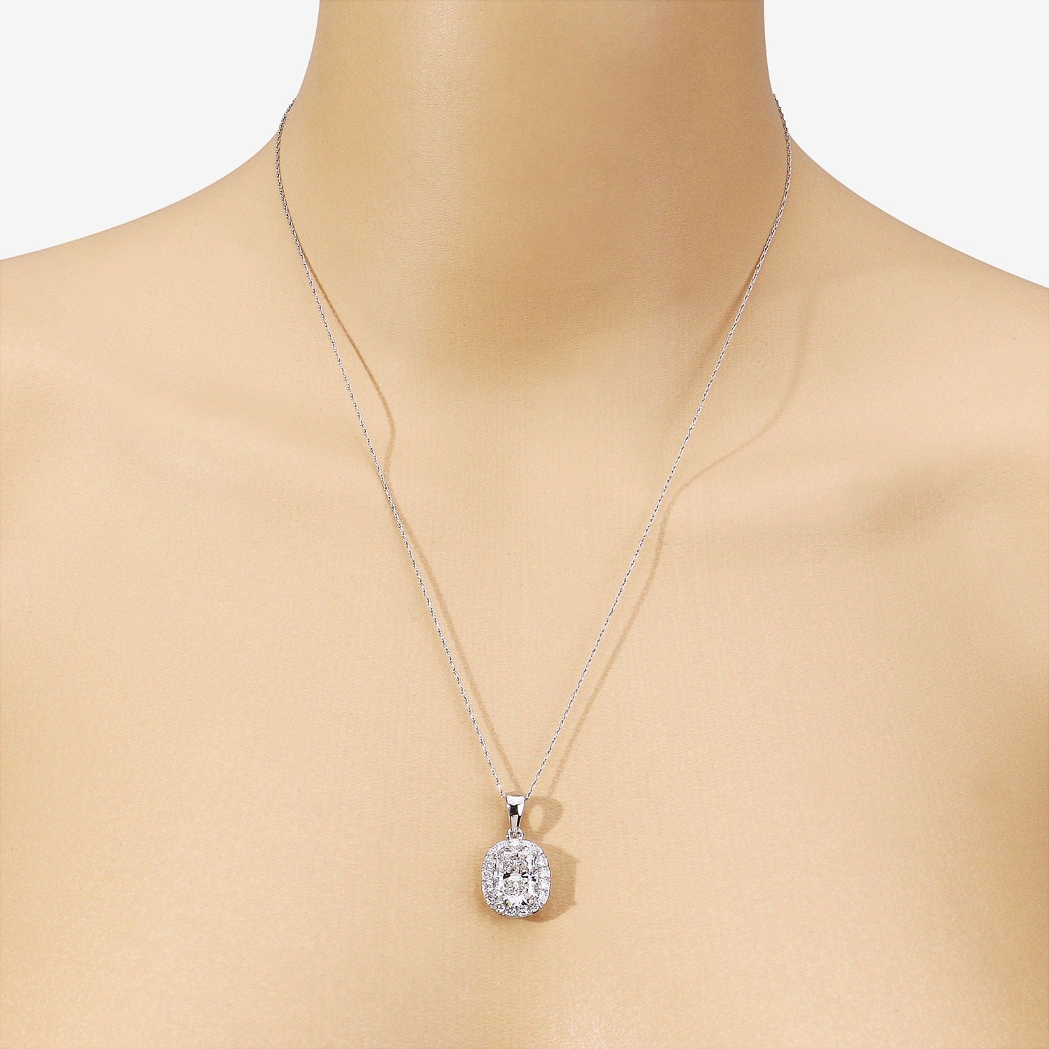 4.58 Ct Cushion Lab Grown Diamond Prong Platinum Bridal Halo Pendant