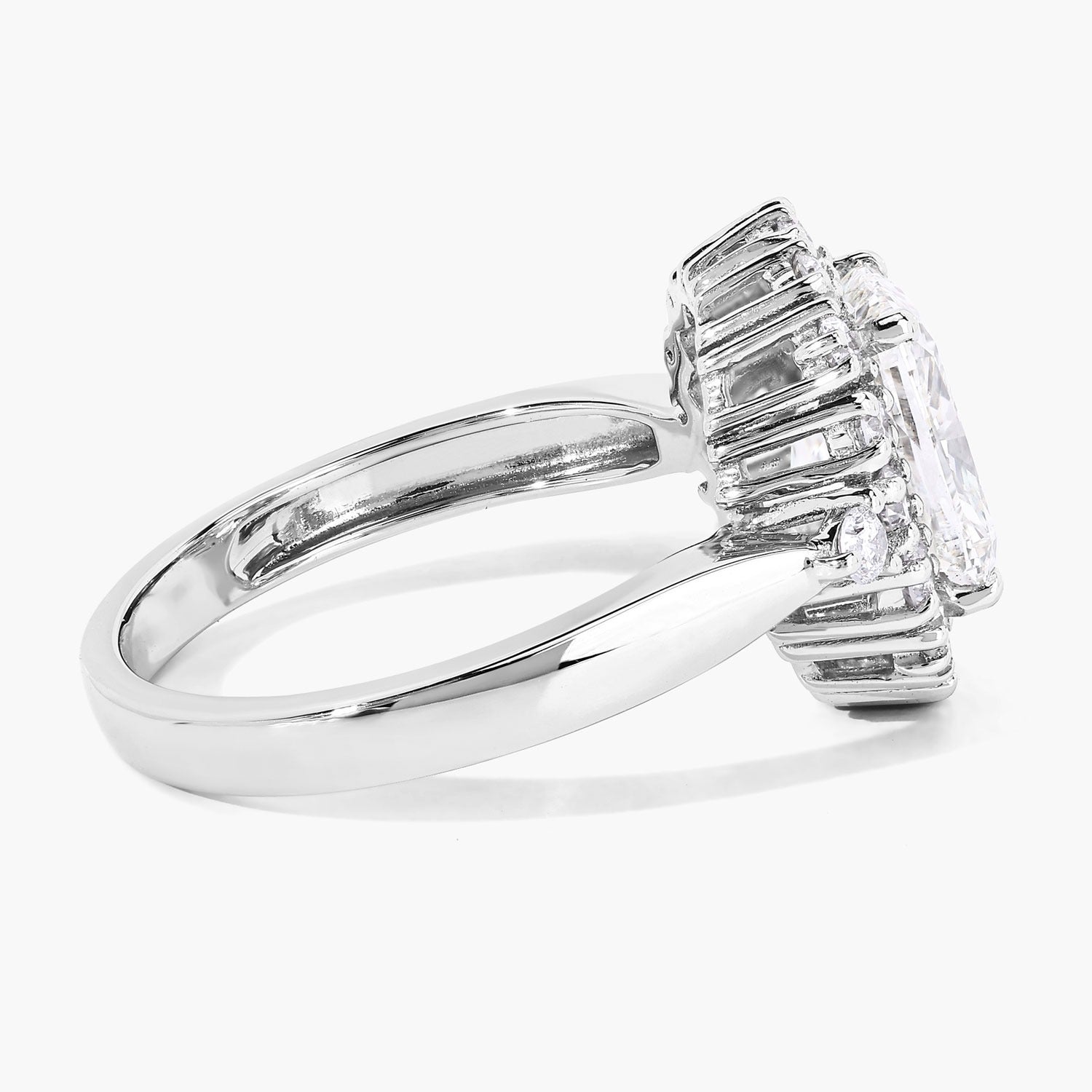 3.07 Ct Cushion Lab Grown Diamond Prong Platinum Halo Bridal Ring