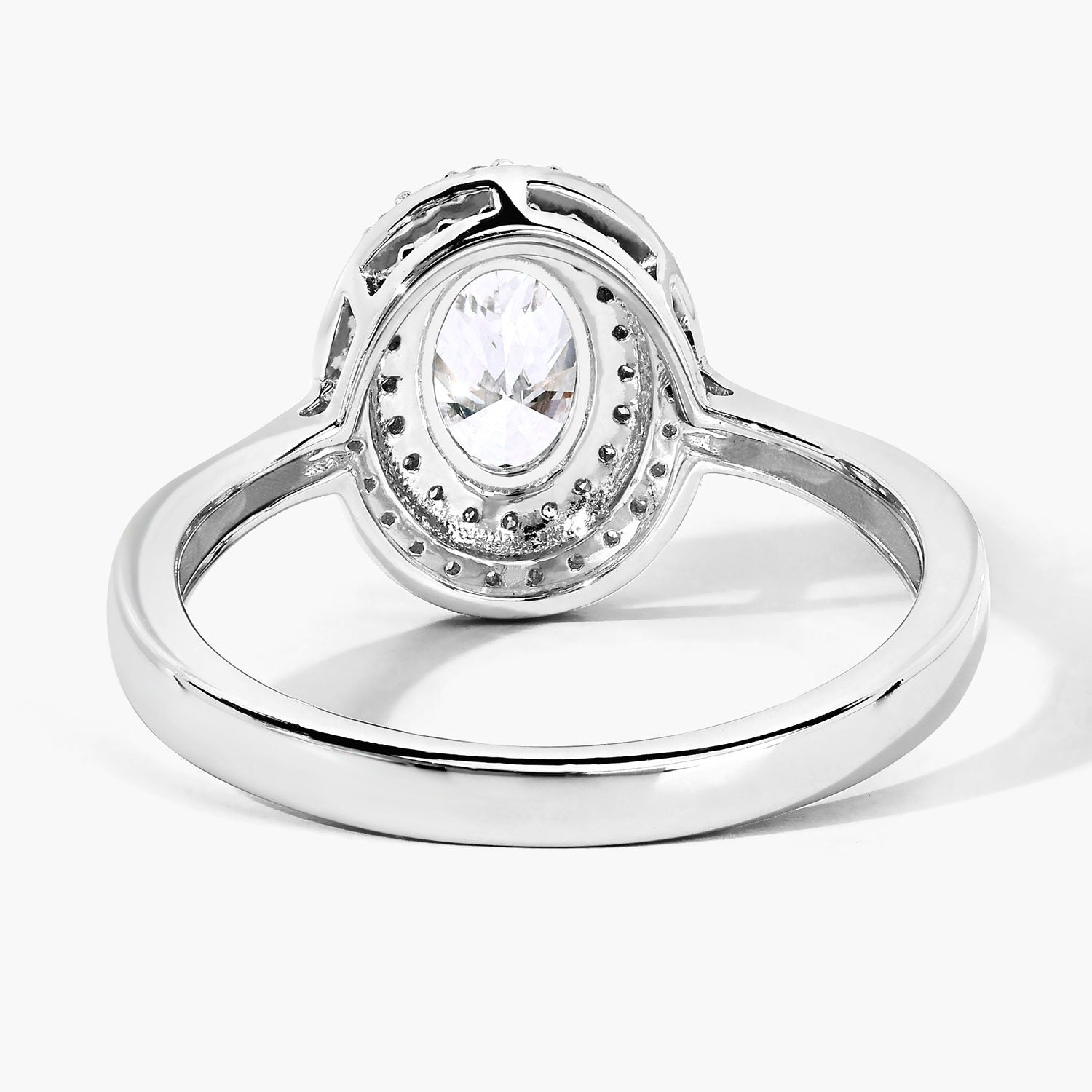 0.91 Ct Oval Lab Grown Diamond Prong Platinum Double Halo Bridal Ring