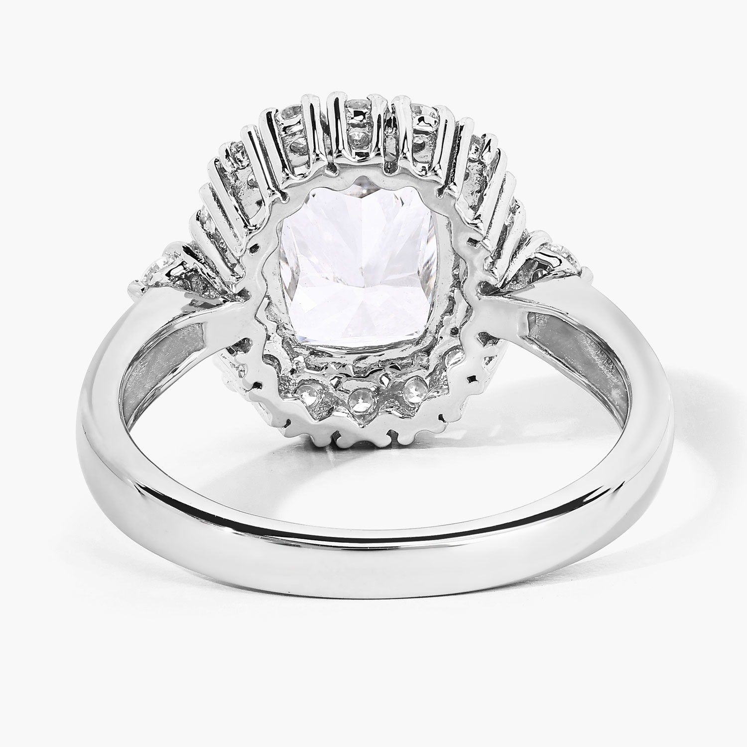 3.07 Ct Cushion Lab Grown Diamond Prong Platinum Halo Bridal Ring