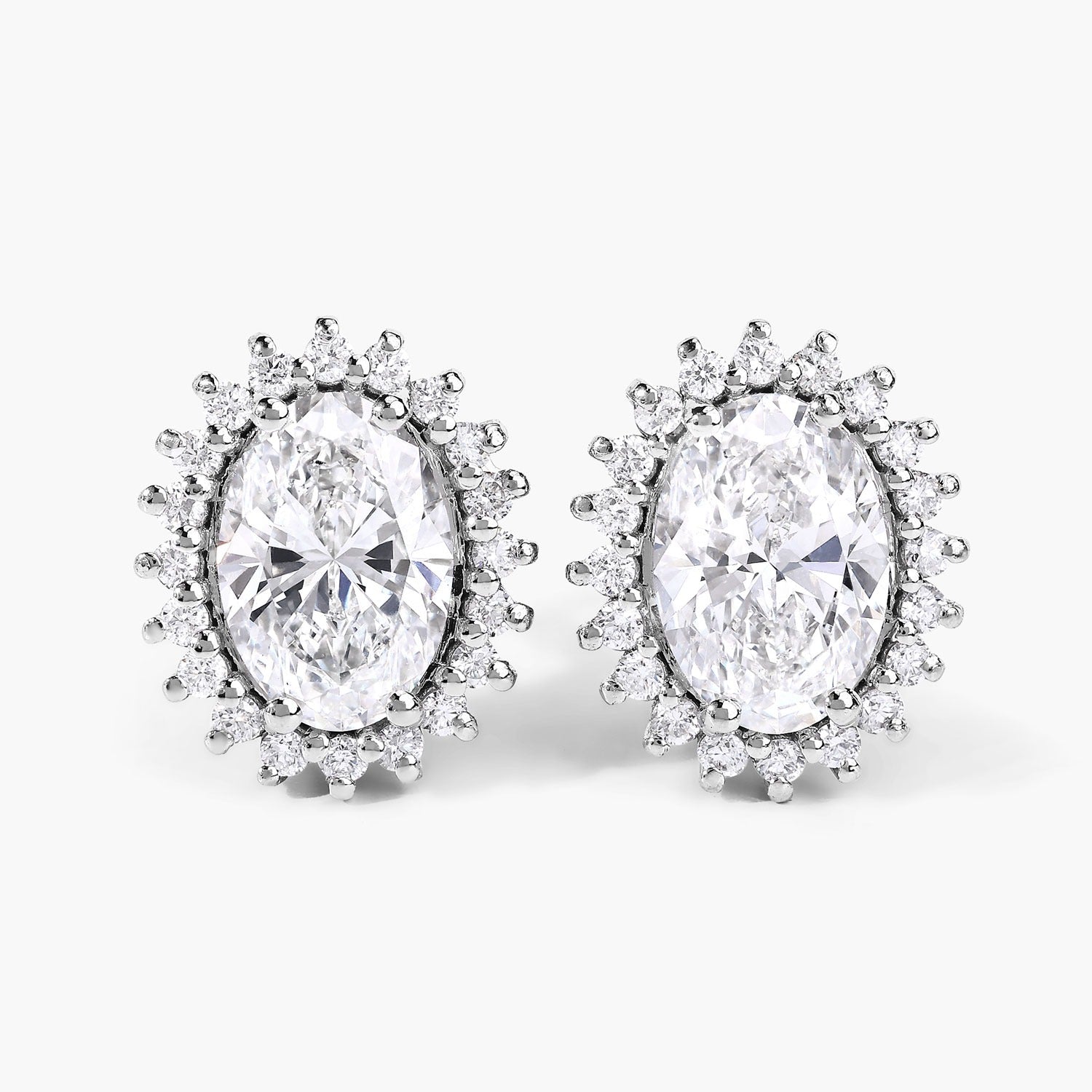 2.45 Ct Oval Lab Grown Diamond Prong Platinum Bridal Floral Stud Earrings