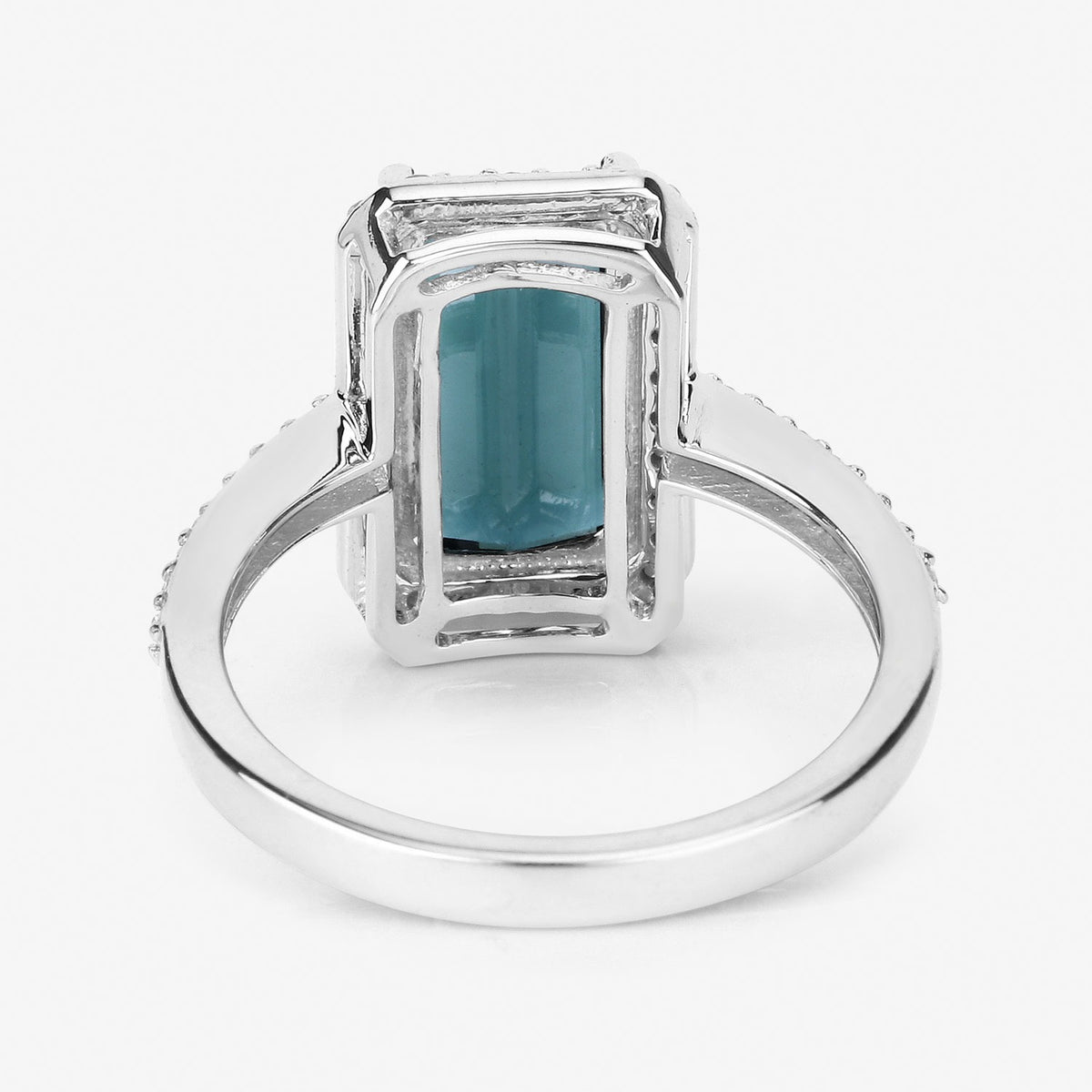 2.90 Cttw Octagon Green Tourmaline and Diamond 14K White Gold Bridge Ring