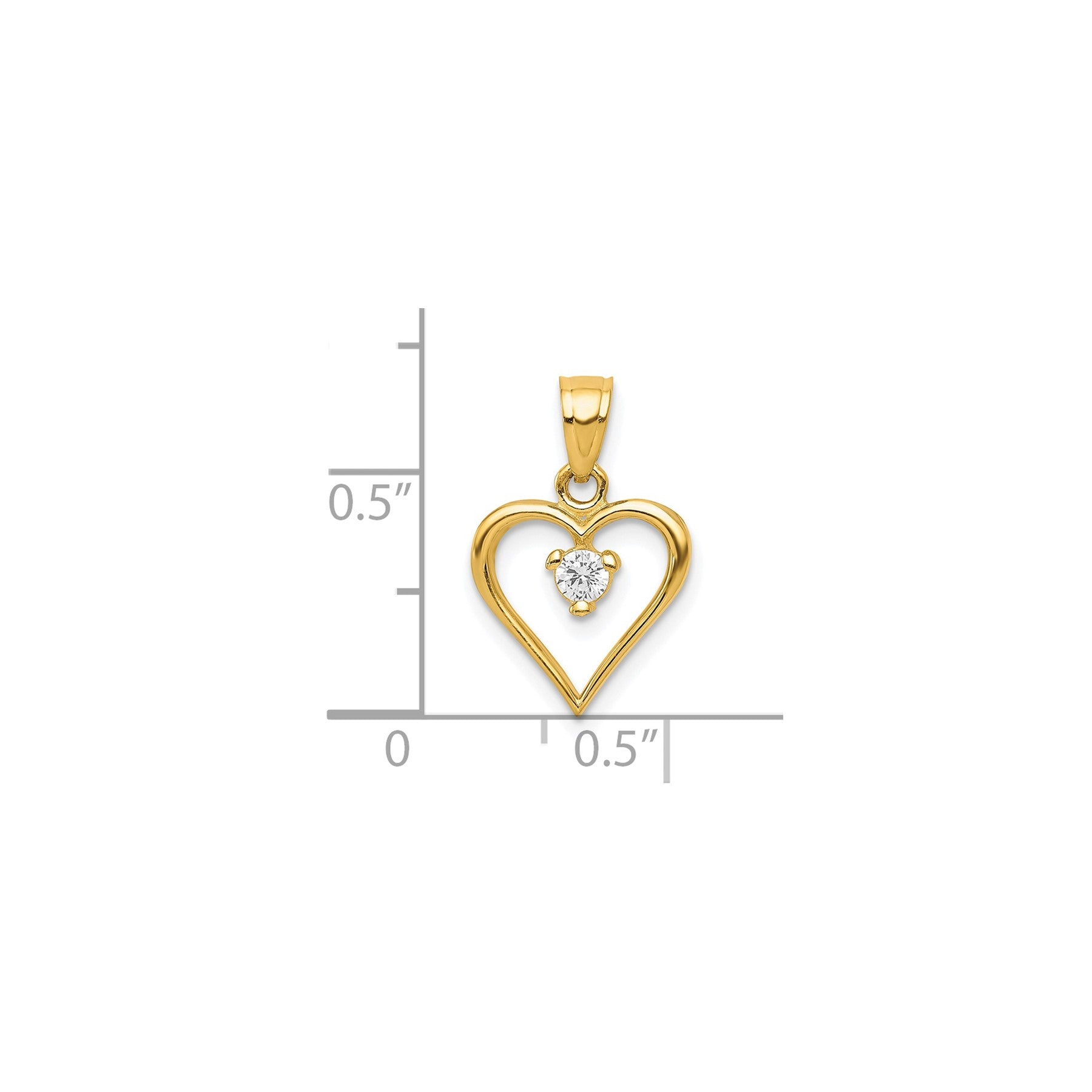 10k Yellow Gold Cubic Zirconia Heart Charm