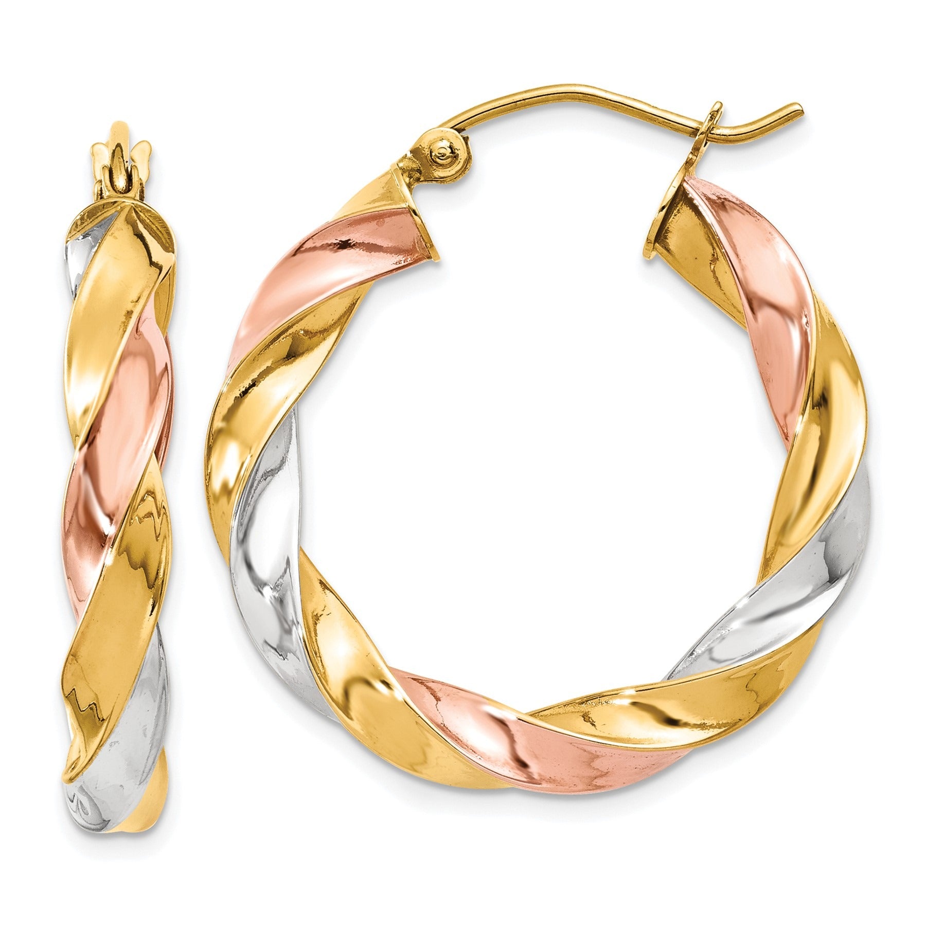 10k Gold Light Twisted Hoops Earrings