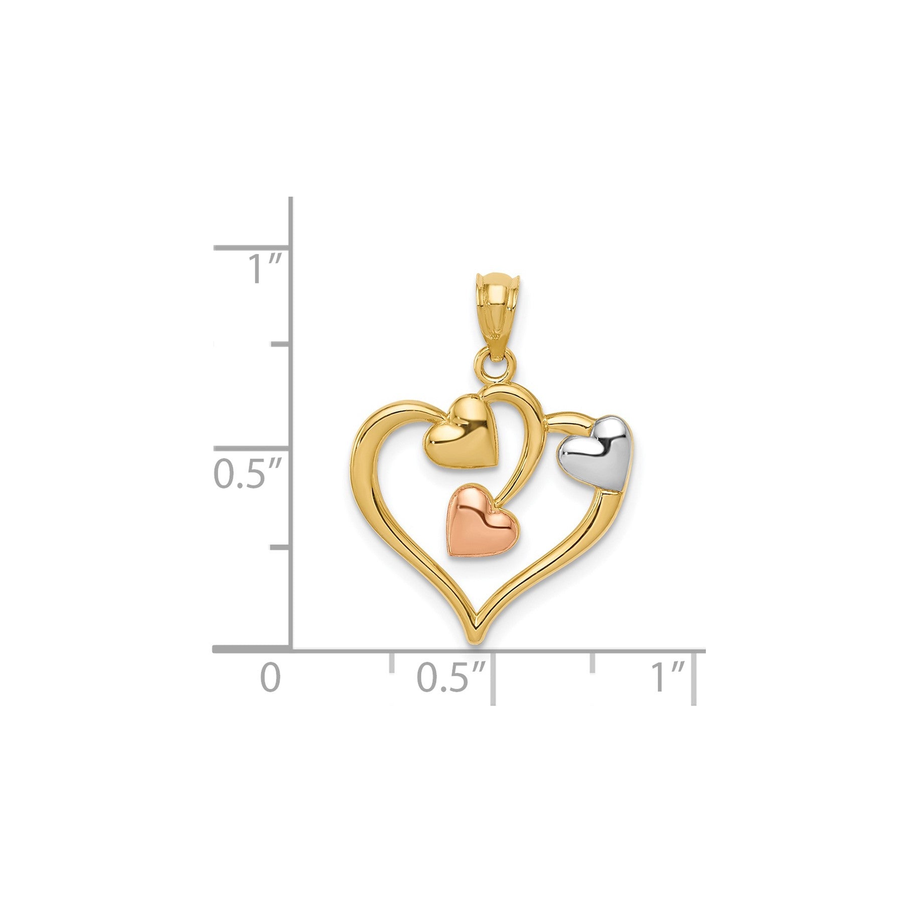14K Two Tone Heart in Heart Pendant