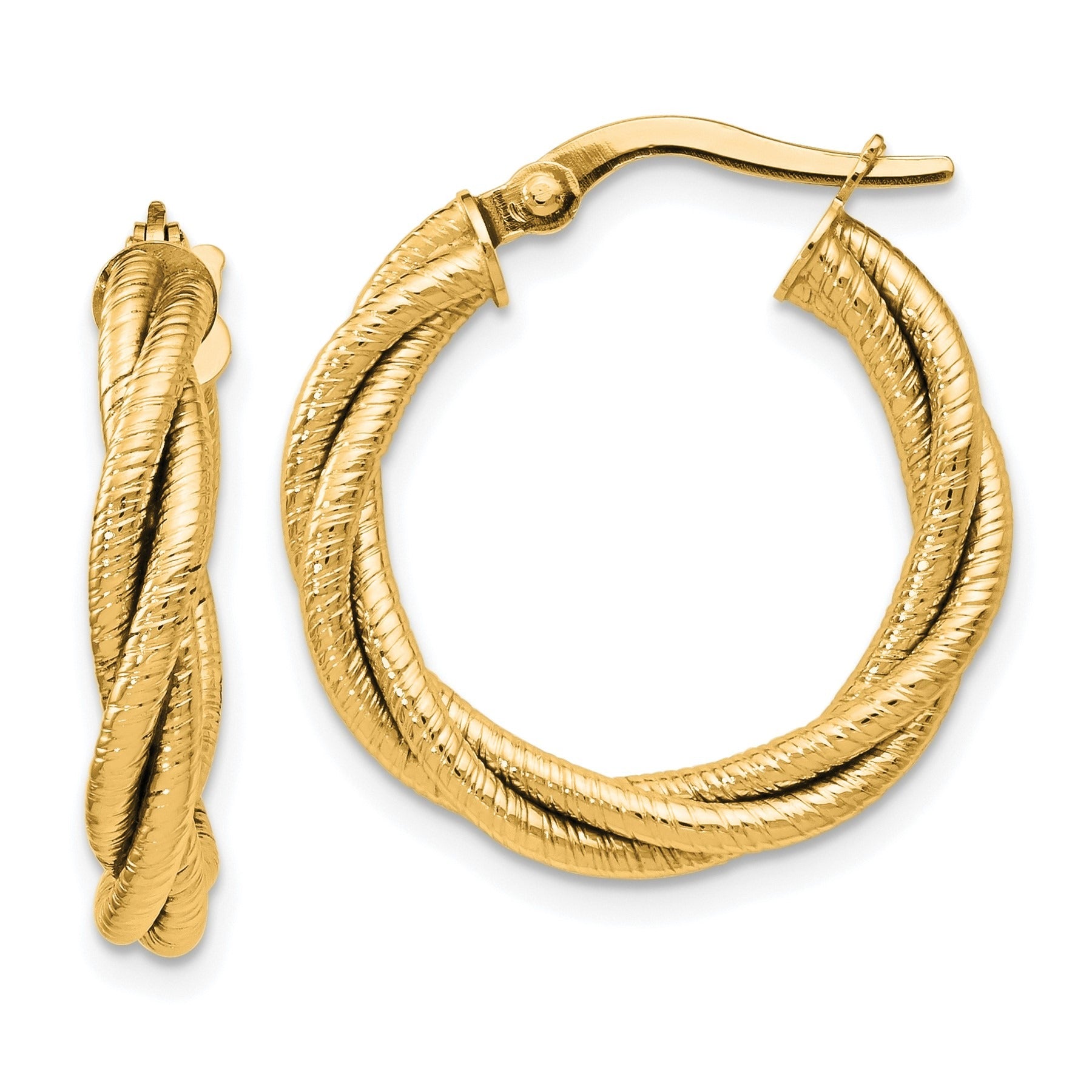 14K Gold Double Twisted Hoop Earrings