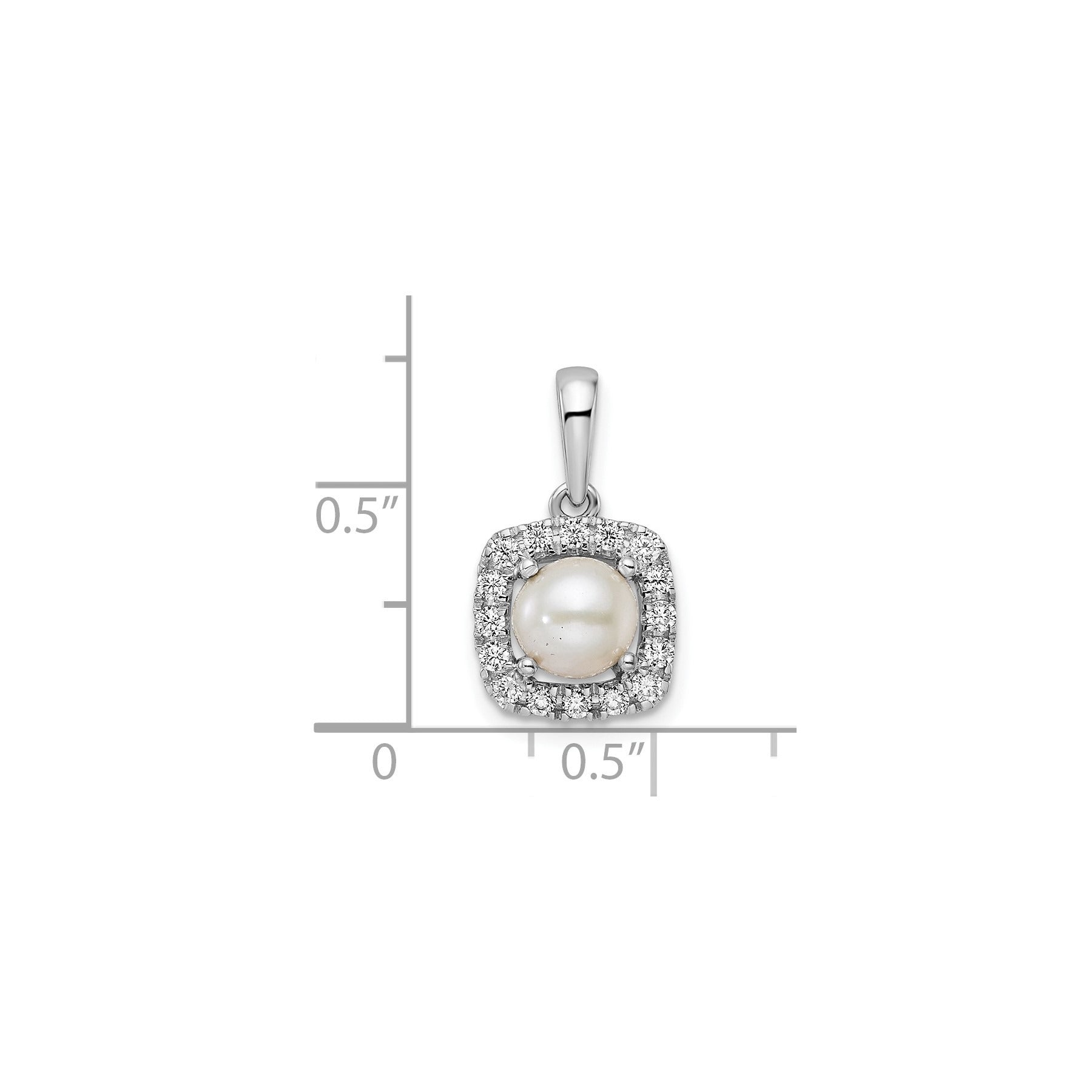 1/4 ct Lab Grown Diamond and Cultured Pearl Halo Pendant 14k White Gold