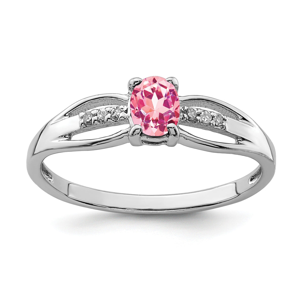 0.50 Ct Oval Pink Tourmaline Rhodium over Sterling Silver Split Shank Solitaire Ring
