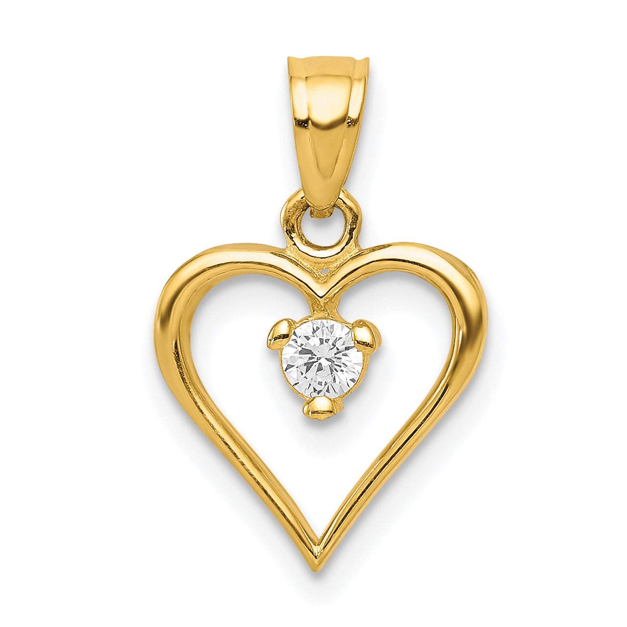 10k Yellow Gold Cubic Zirconia Heart Charm