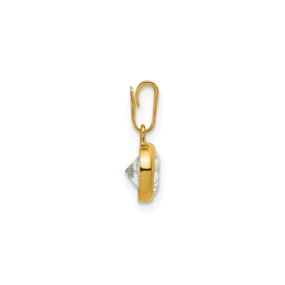 6.75 mm Round White Cubic Zirconia Bezel Setting Yellow Gold Filled Pendant