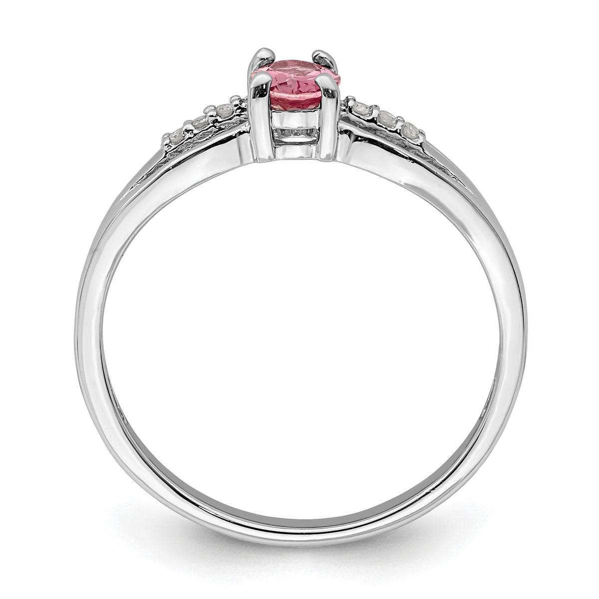 0.50 Ct Oval Pink Tourmaline Rhodium over Sterling Silver Split Shank Solitaire Ring