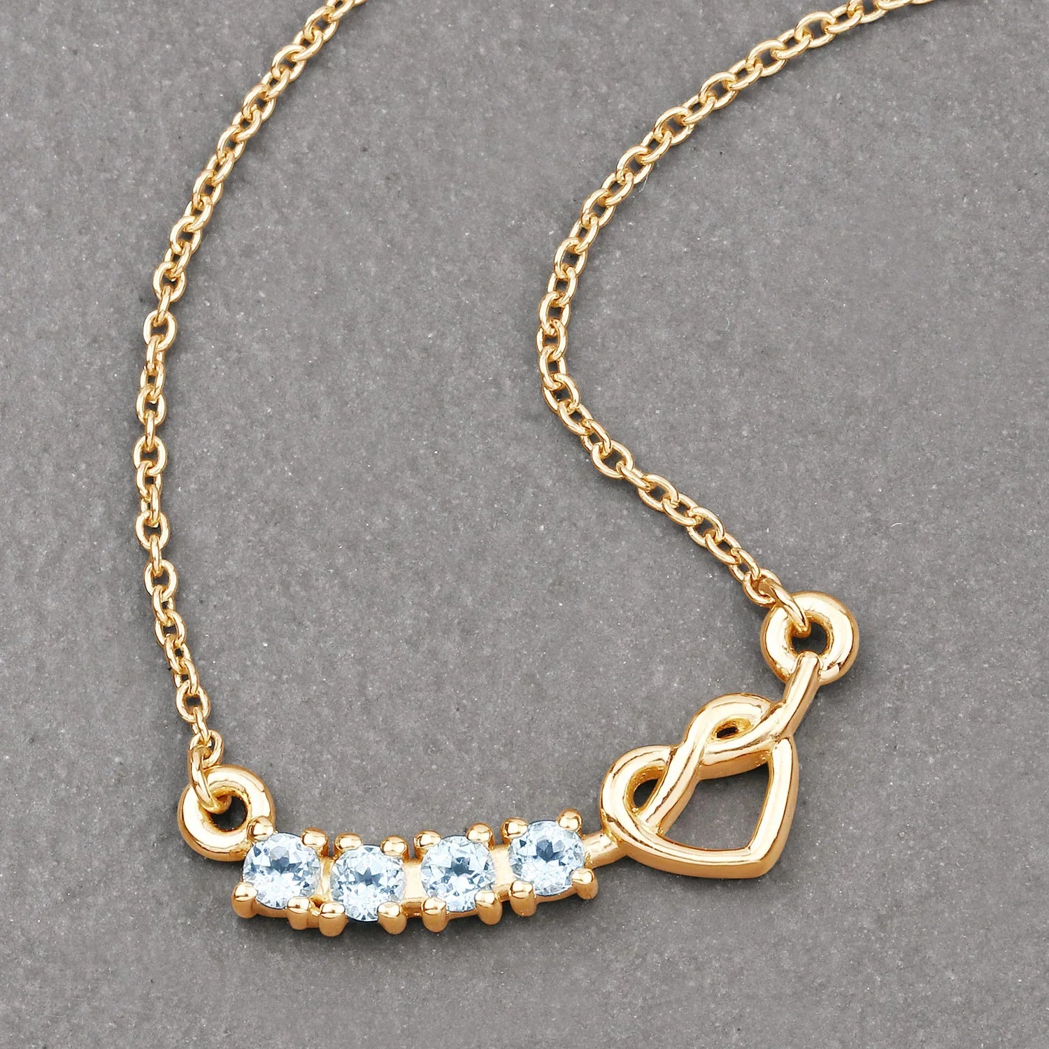 Genuine Blue Topaz Heart Silver Necklace