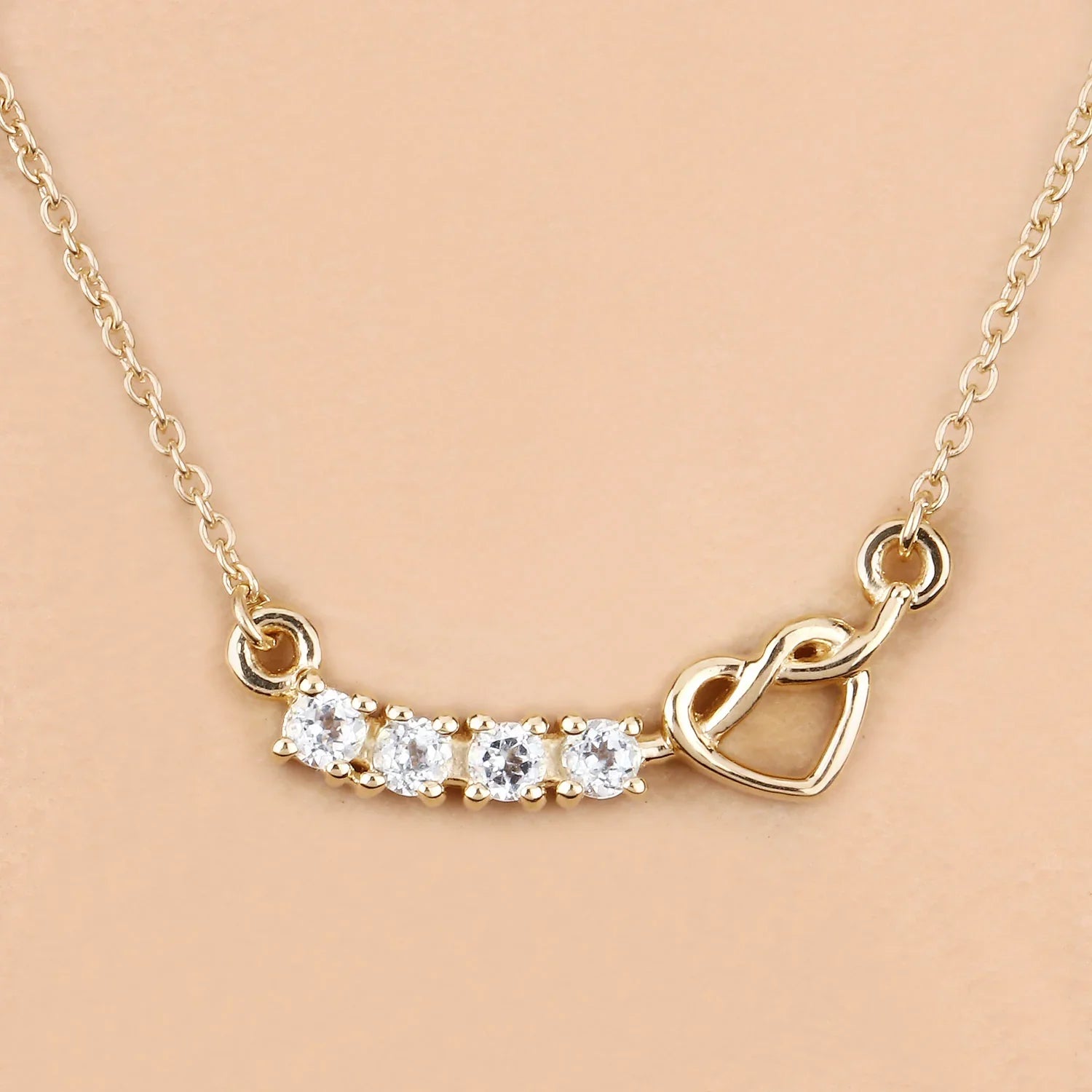 Genuine Blue Topaz Heart Silver Necklace