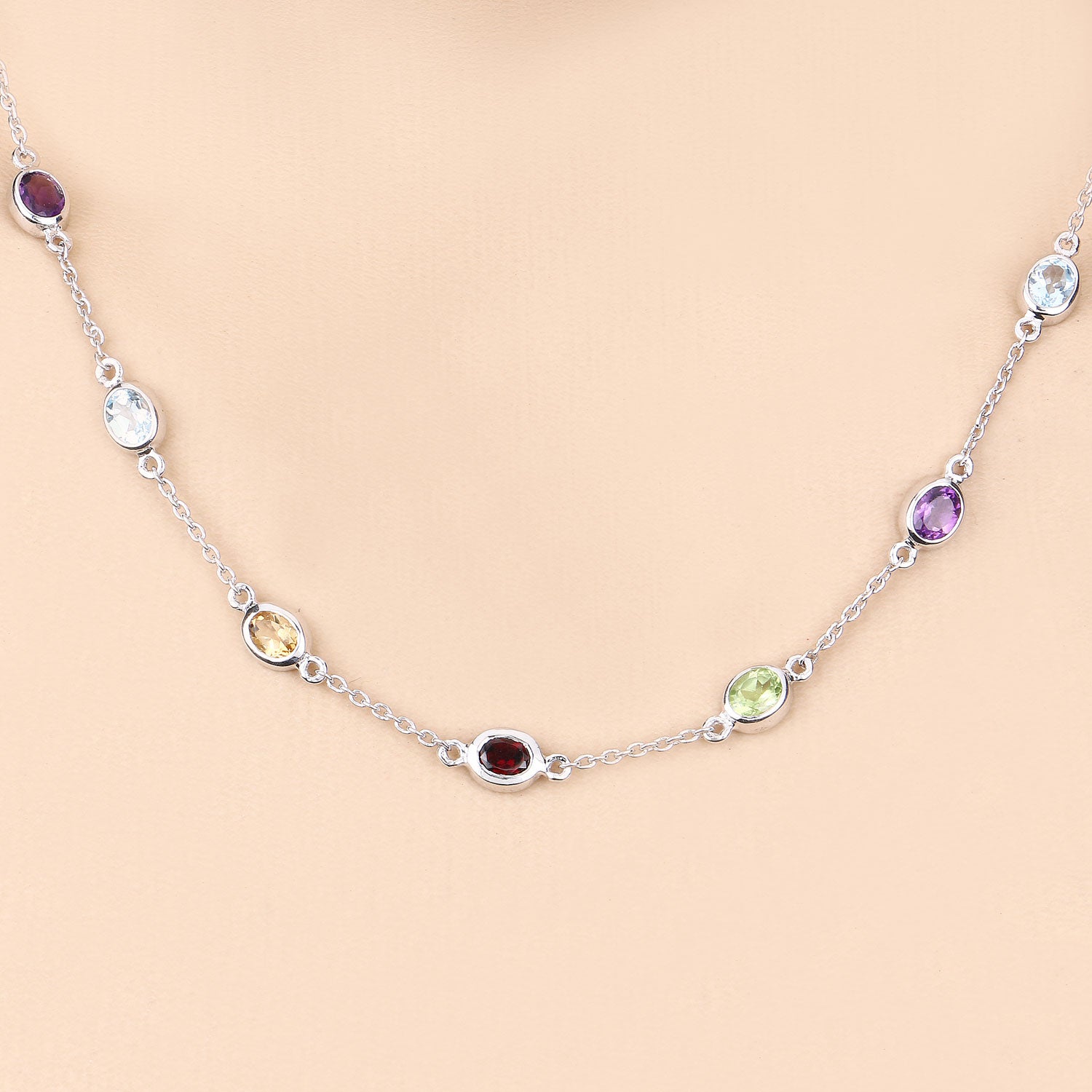 Genuine Multi Stones By The Yard Necklace