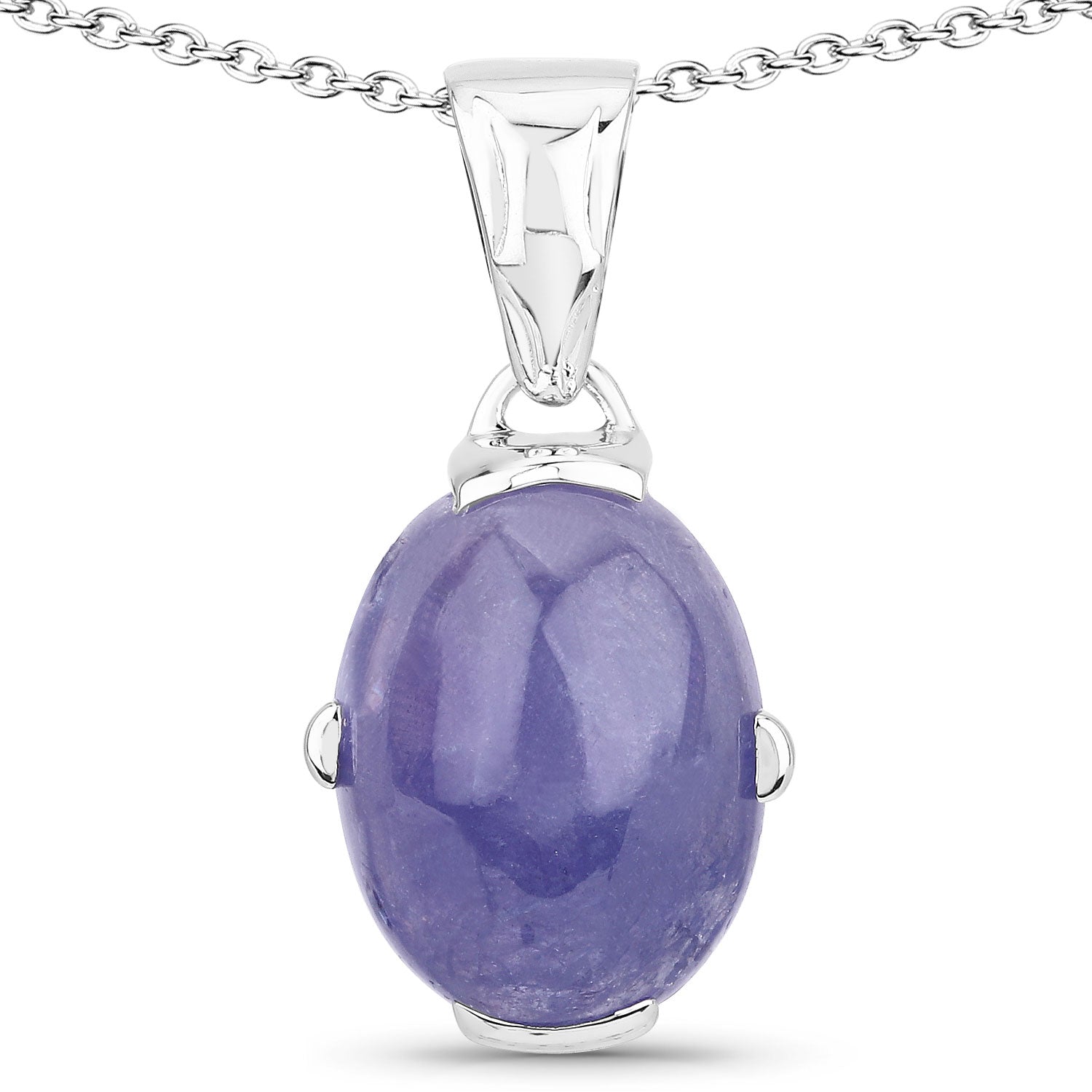 11.20 Cttw Oval Violet Tanzanite Rhodium over Silver Solitaire Bolo Pendant Necklace