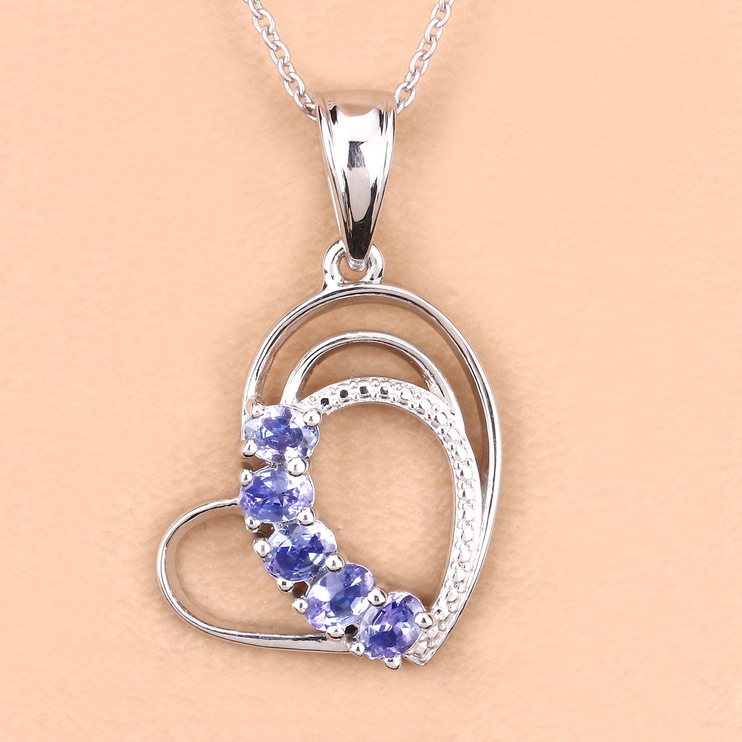 Genuine Tanzanite Heart Pendant Necklace