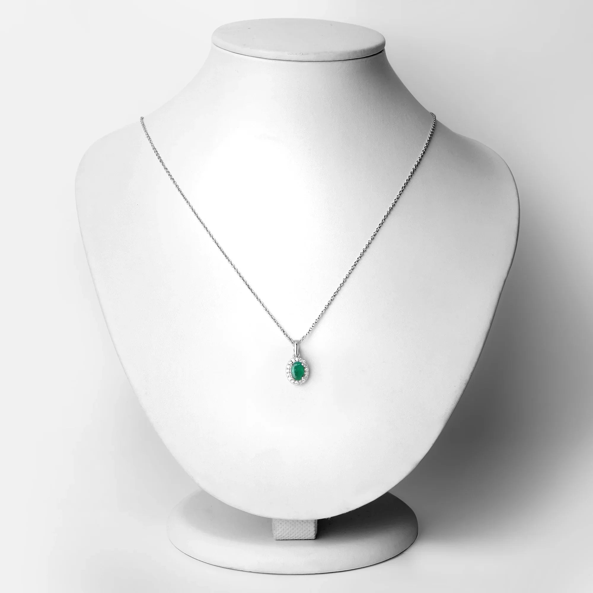Natural Zambian Emerald Lab Diamond Necklace