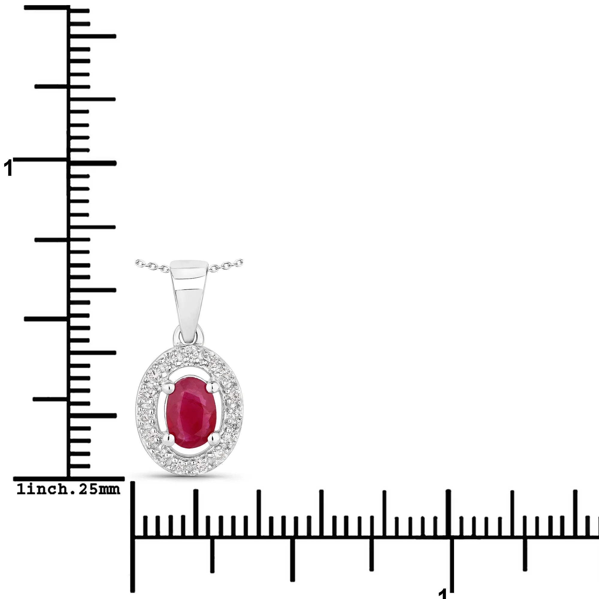 Natural Ruby and Lab Diamond Halo Necklace