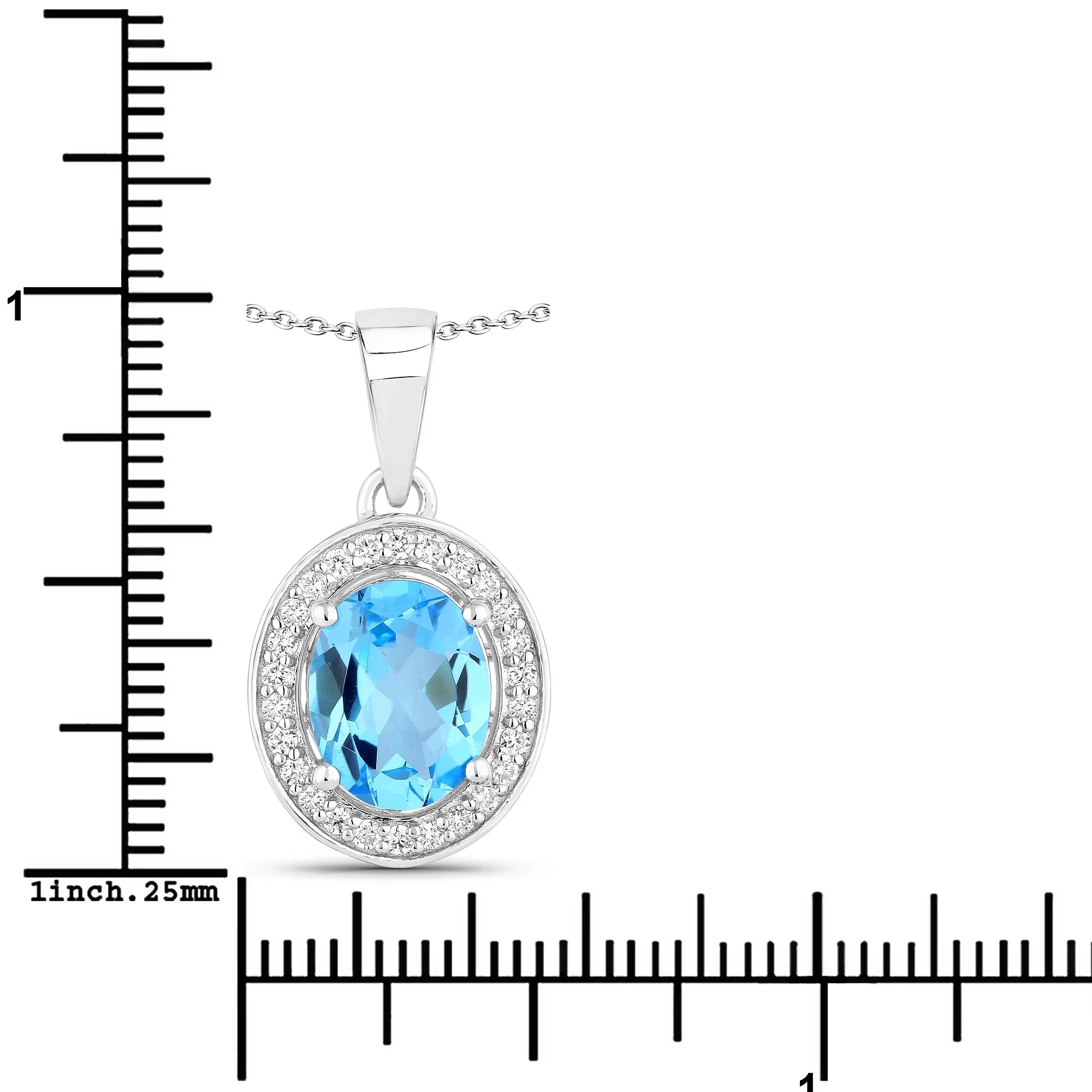 Natural Swiss Blue Topaz Lab Diamond Necklace