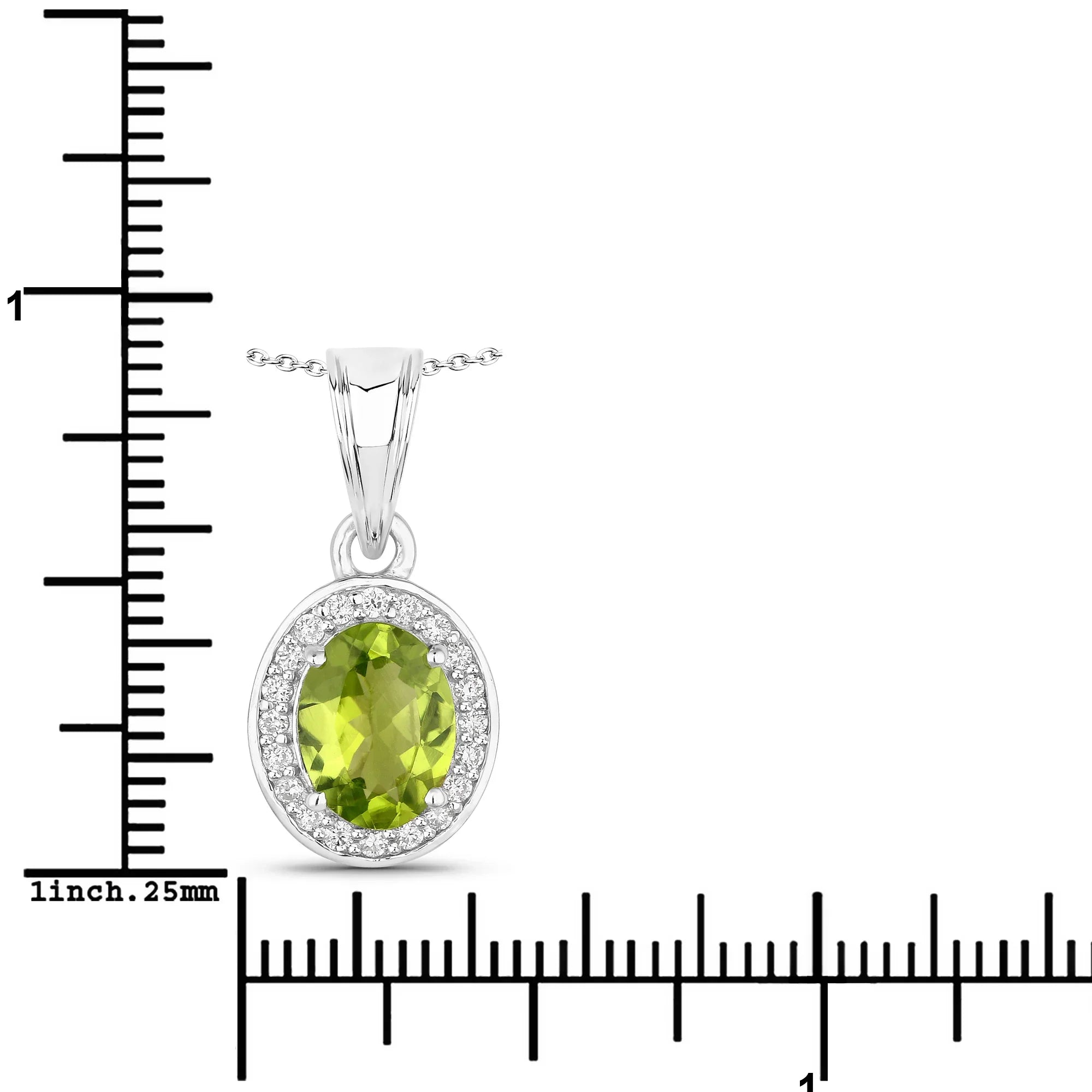 Natural Peridot and Lab Diamond Necklace