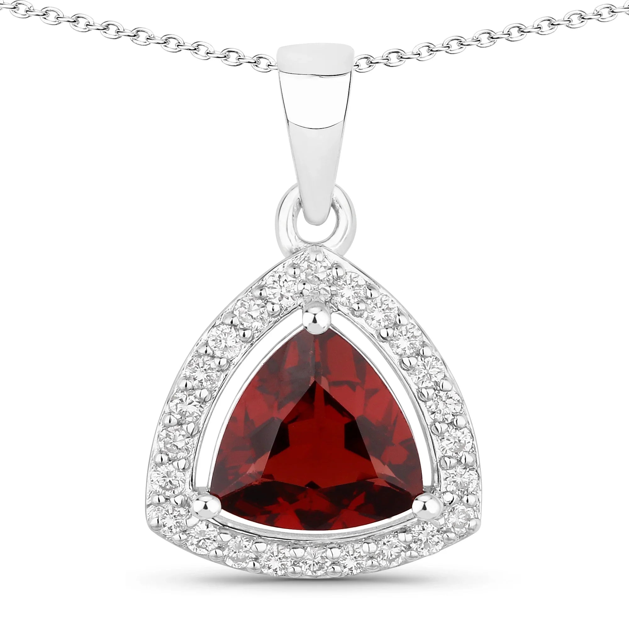 Natural Garnet and Lab Diamond Necklace