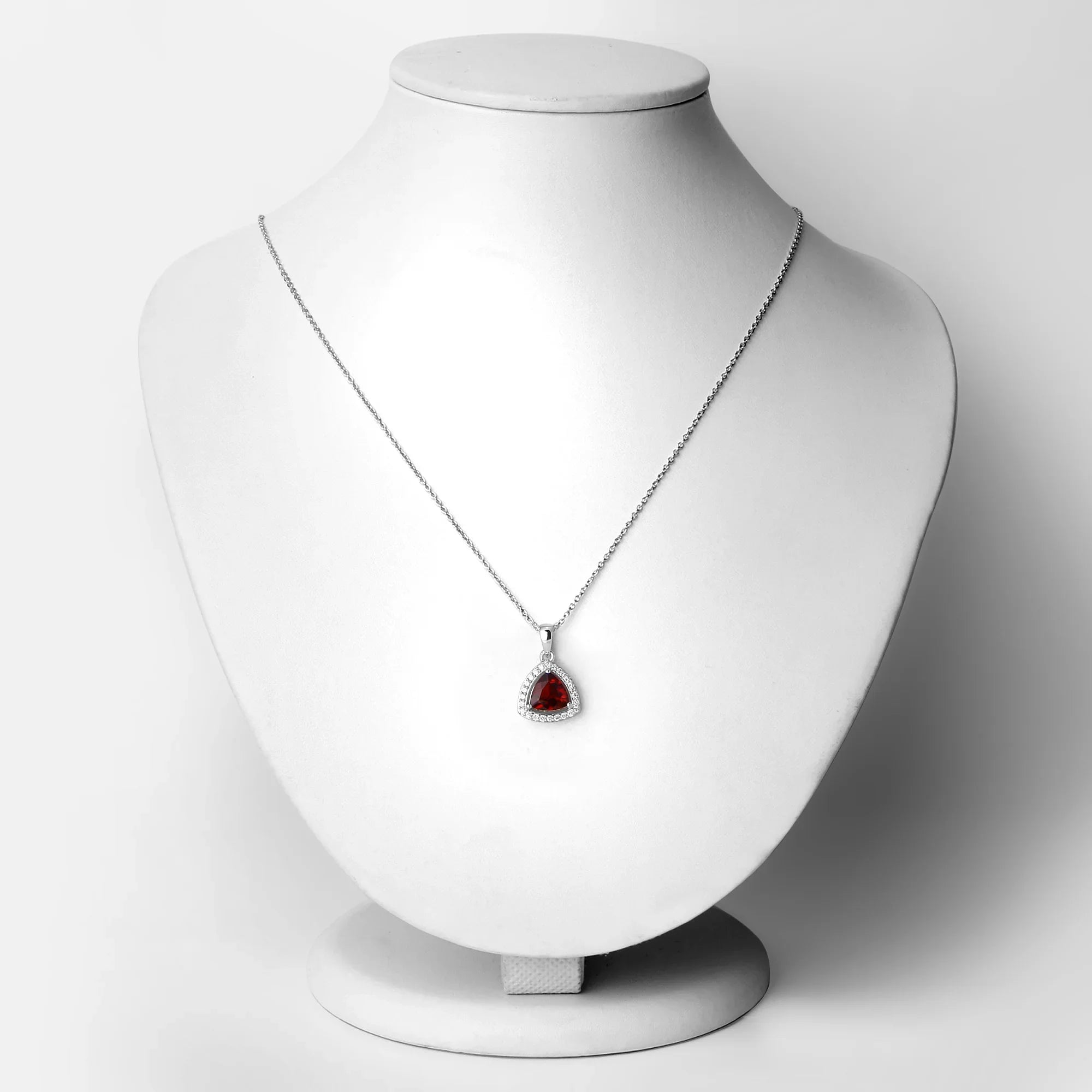 Natural Garnet and Lab Diamond Necklace