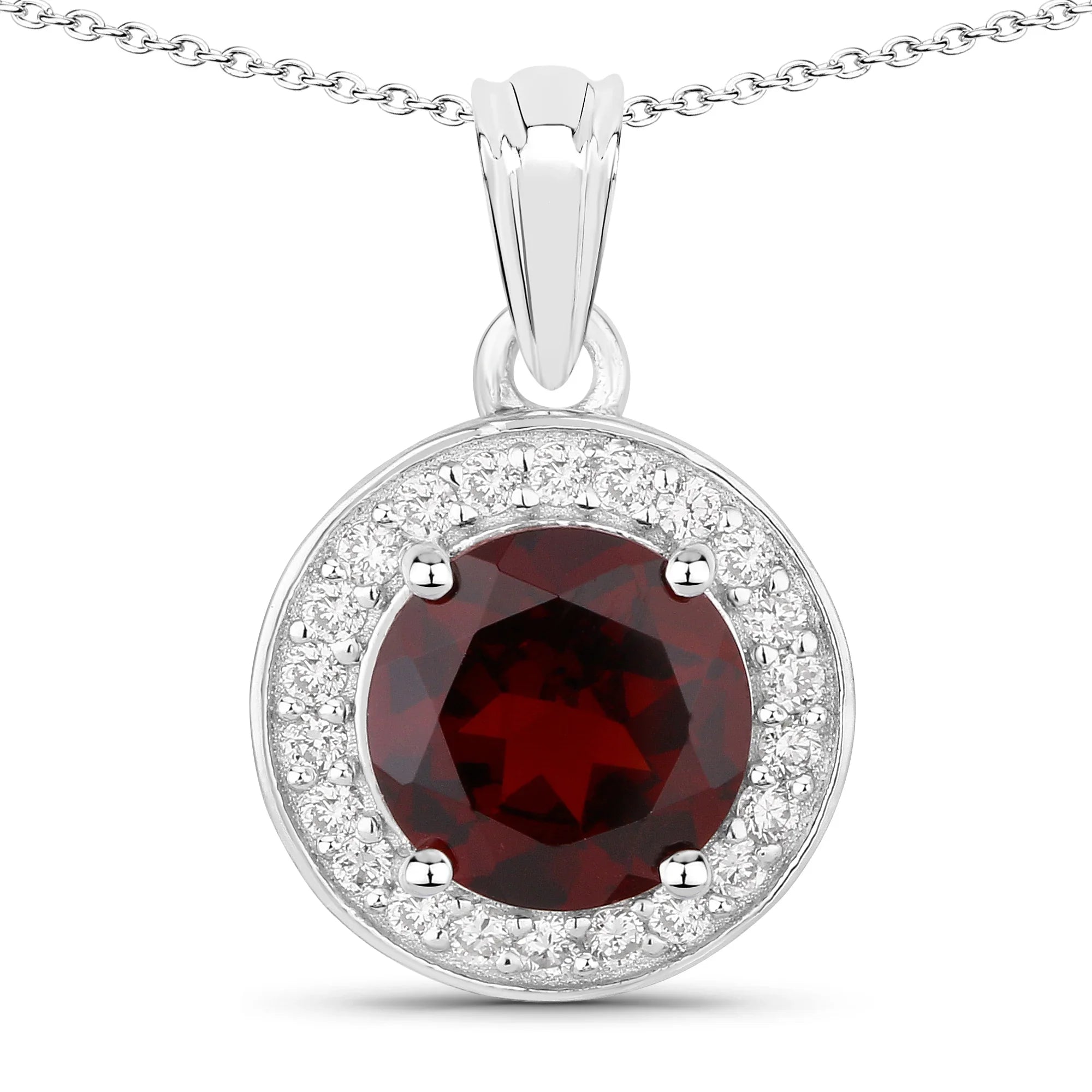 Natural Garnet Lab Diamond Necklace