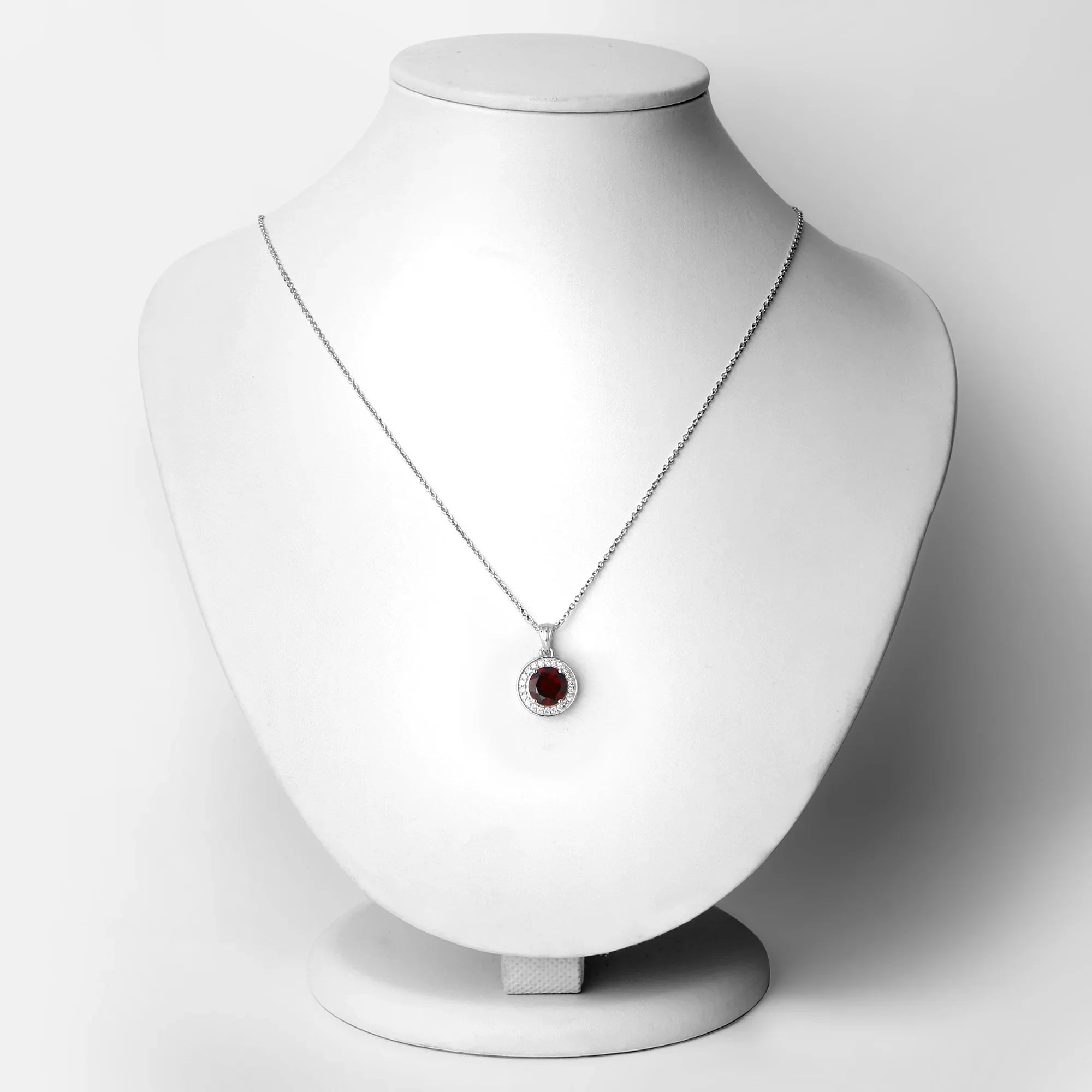 Natural Garnet Lab Diamond Necklace