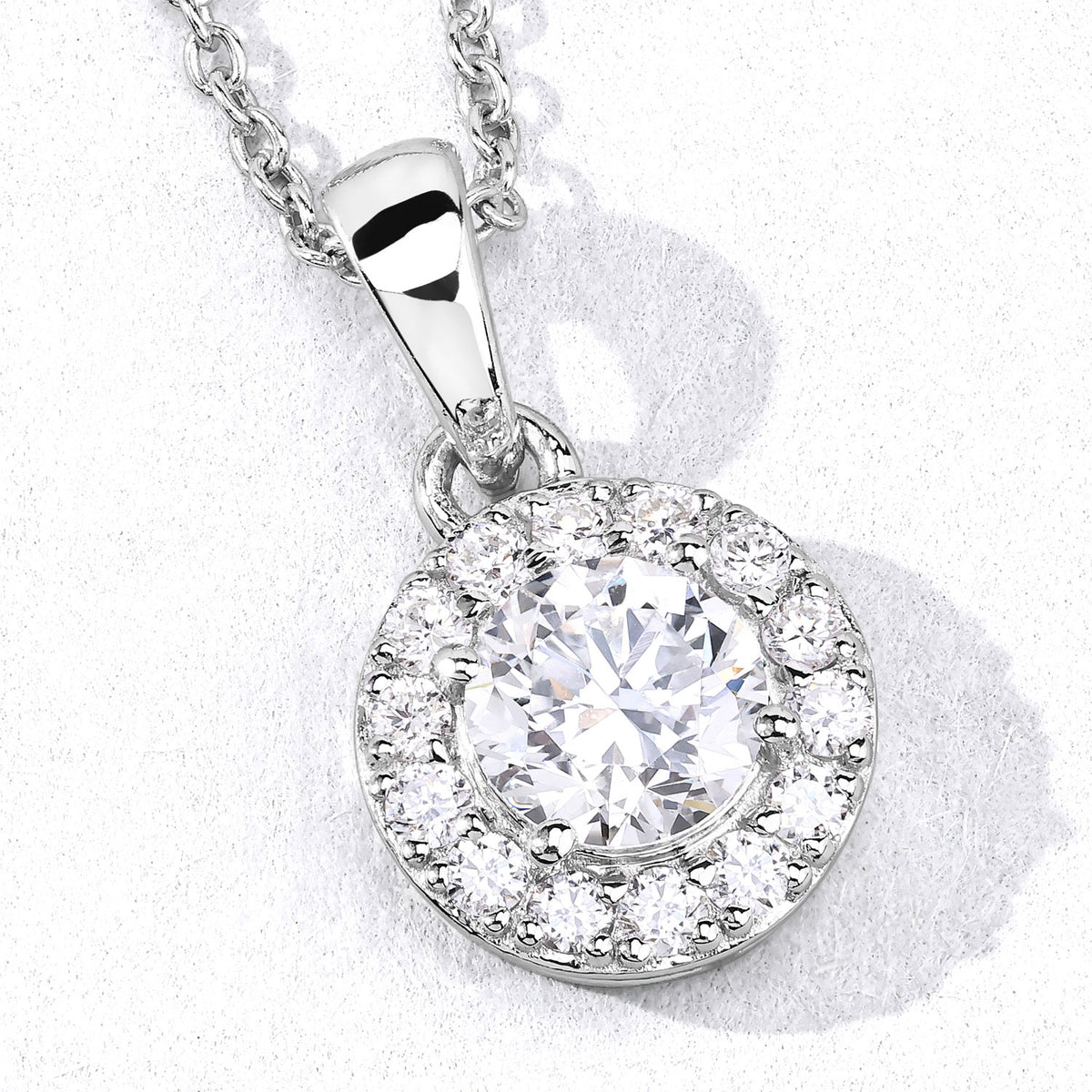 1.00 Cttw Round White Lab Grown Diamond Rhodium over Silver Pendant Necklace