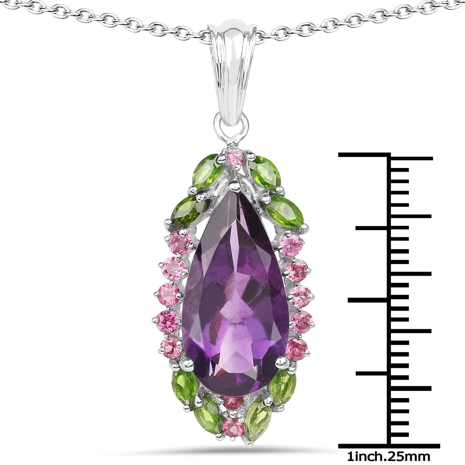 Genuine Purple Amethyst Drop Pendant Necklace
