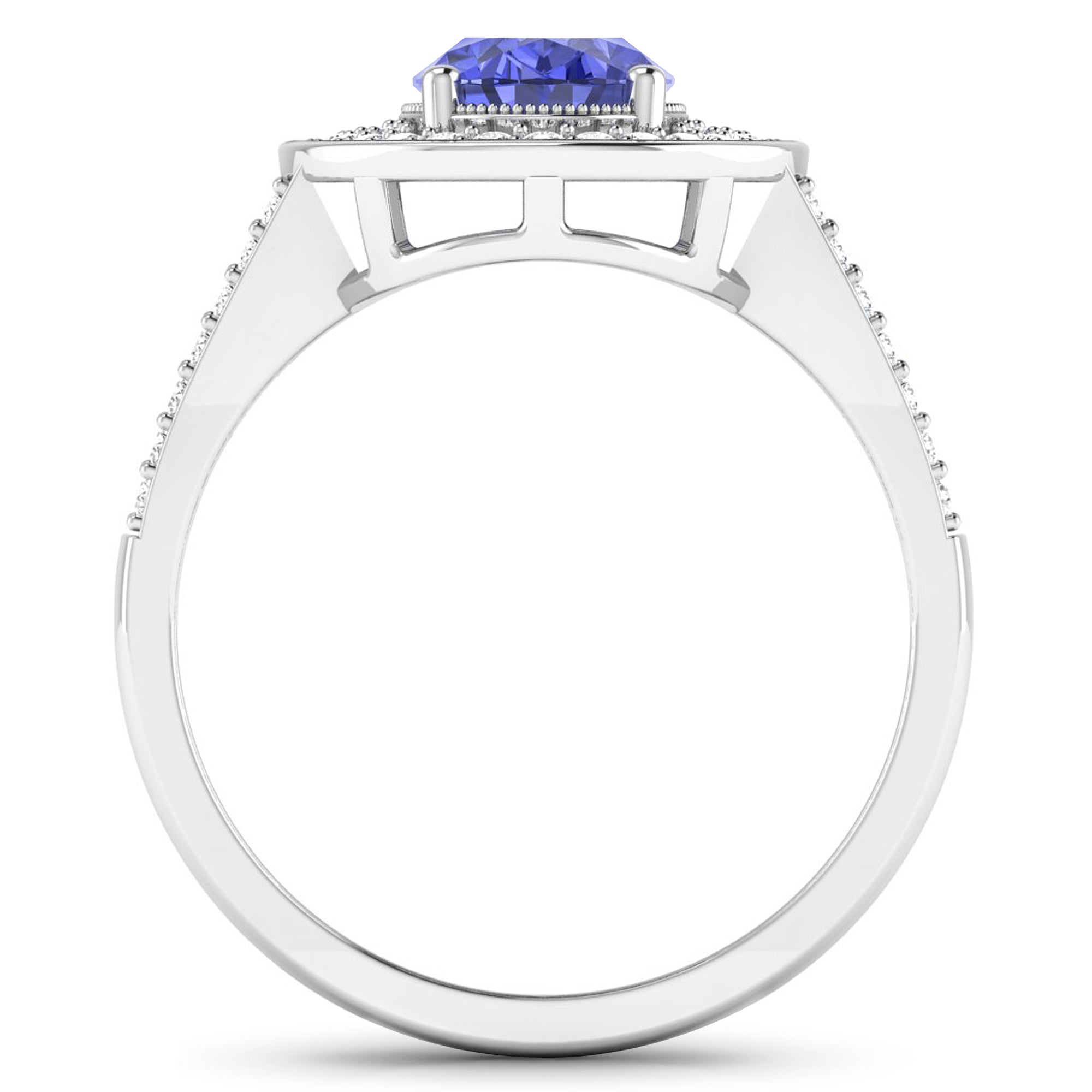Genuine Tanzanite Diamond Halo Ring
