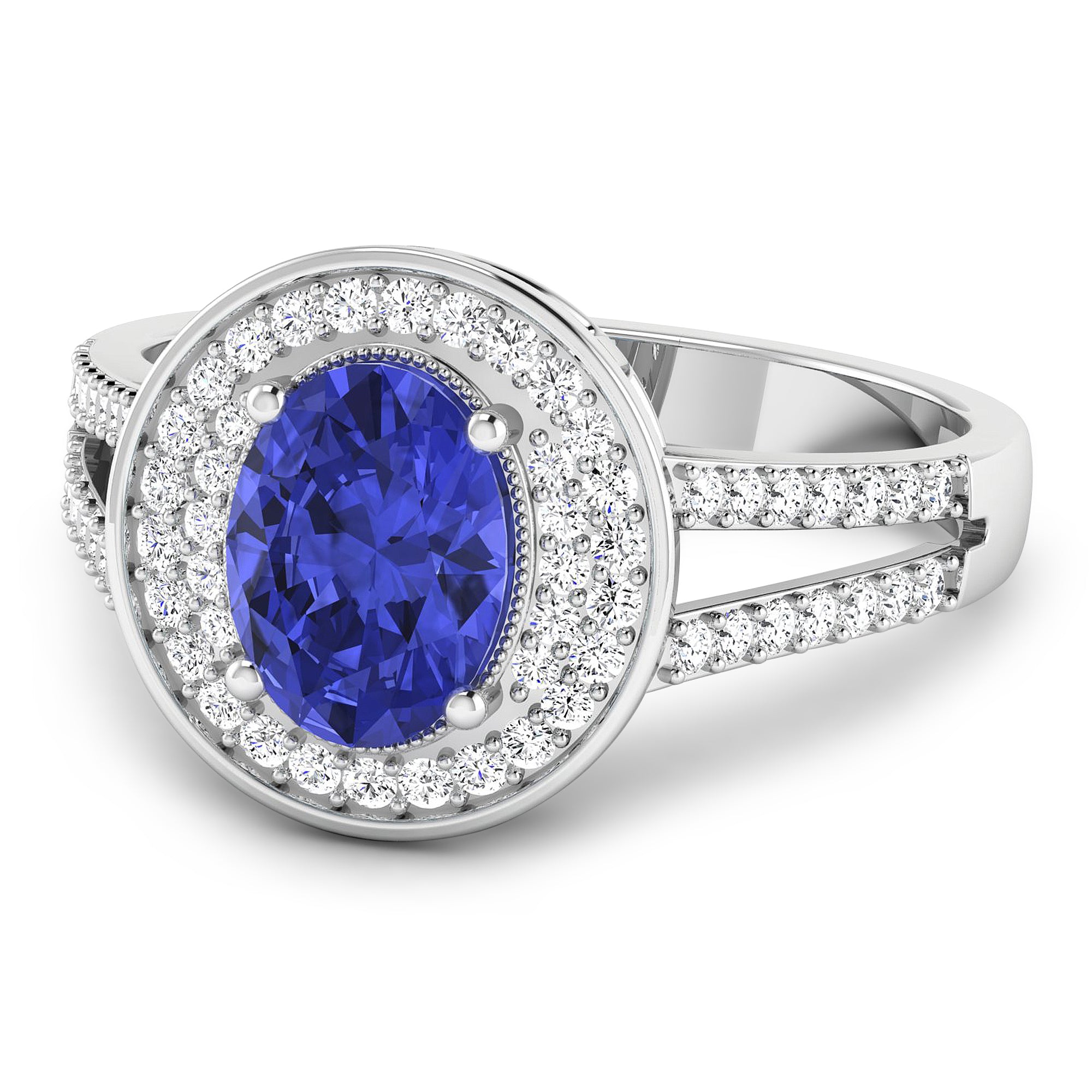 Genuine Tanzanite Diamond Halo Ring