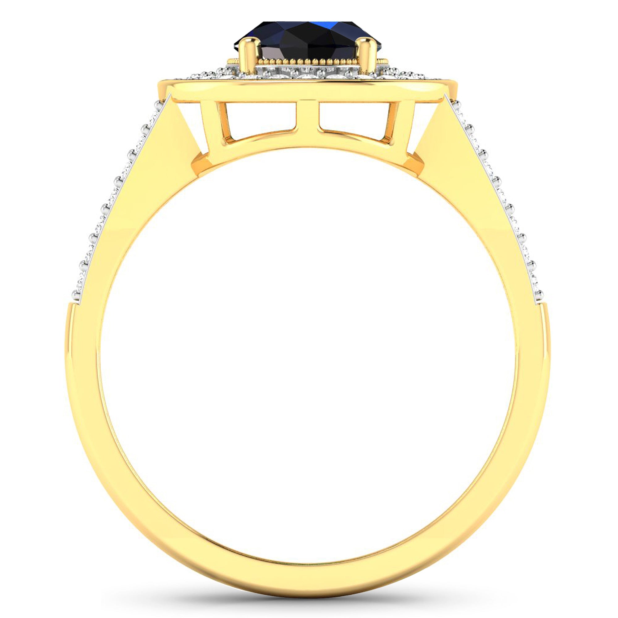 Genuine Oval Blue Sapphire Diamond Halo Ring