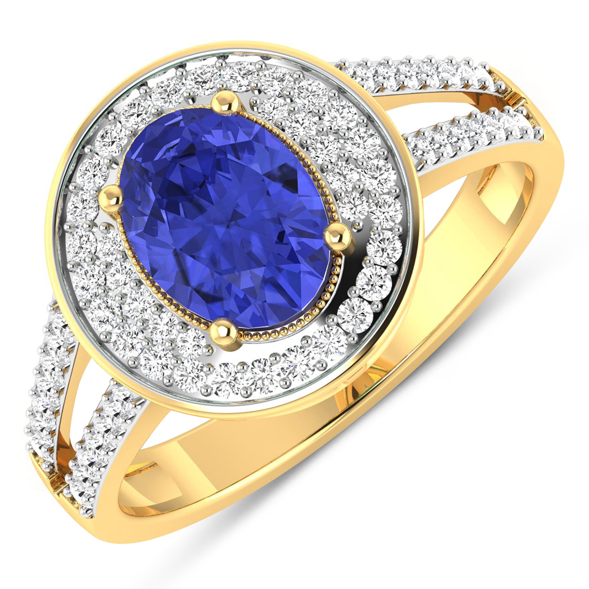 Genuine Tanzanite Diamond Halo Ring
