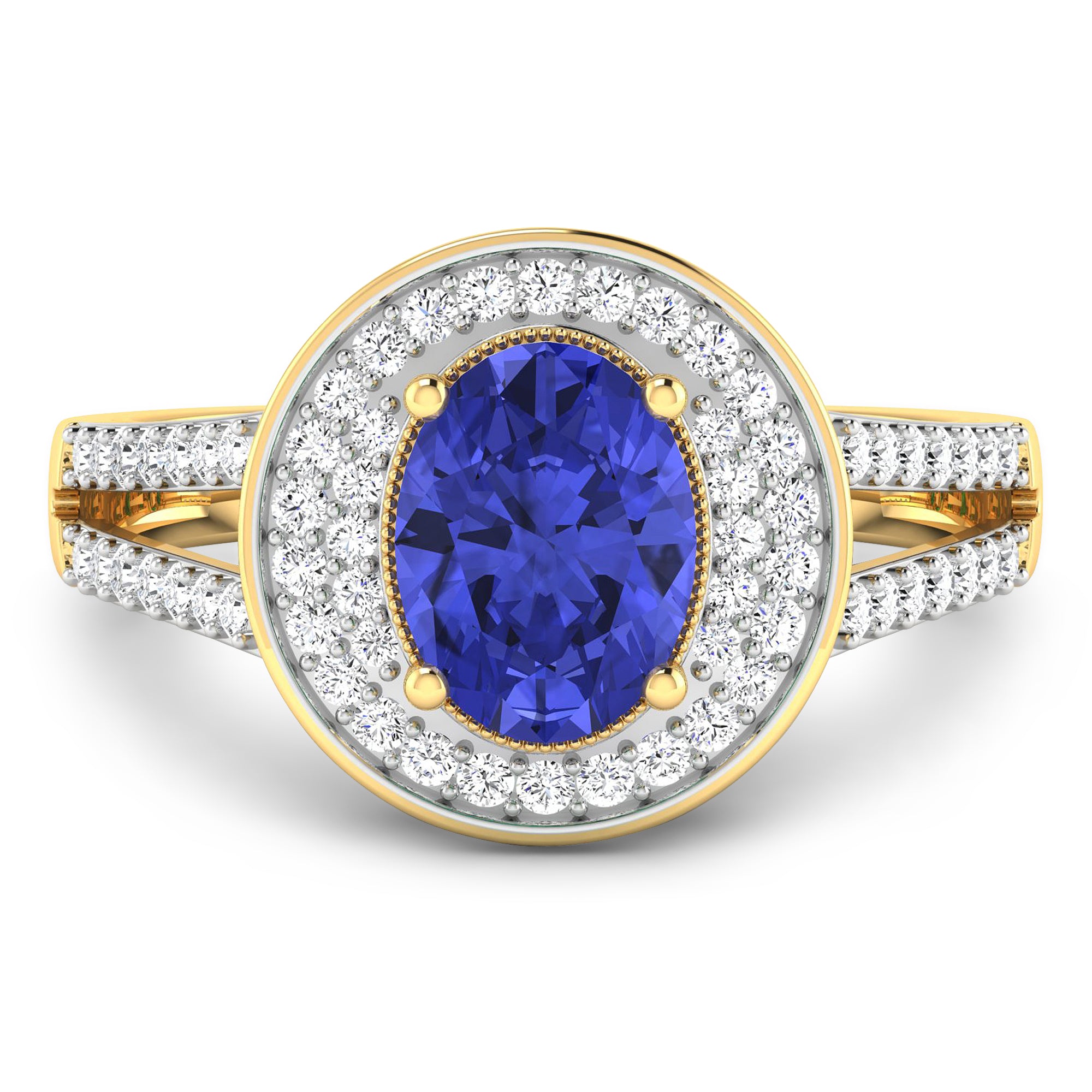 Genuine Tanzanite Diamond Halo Ring