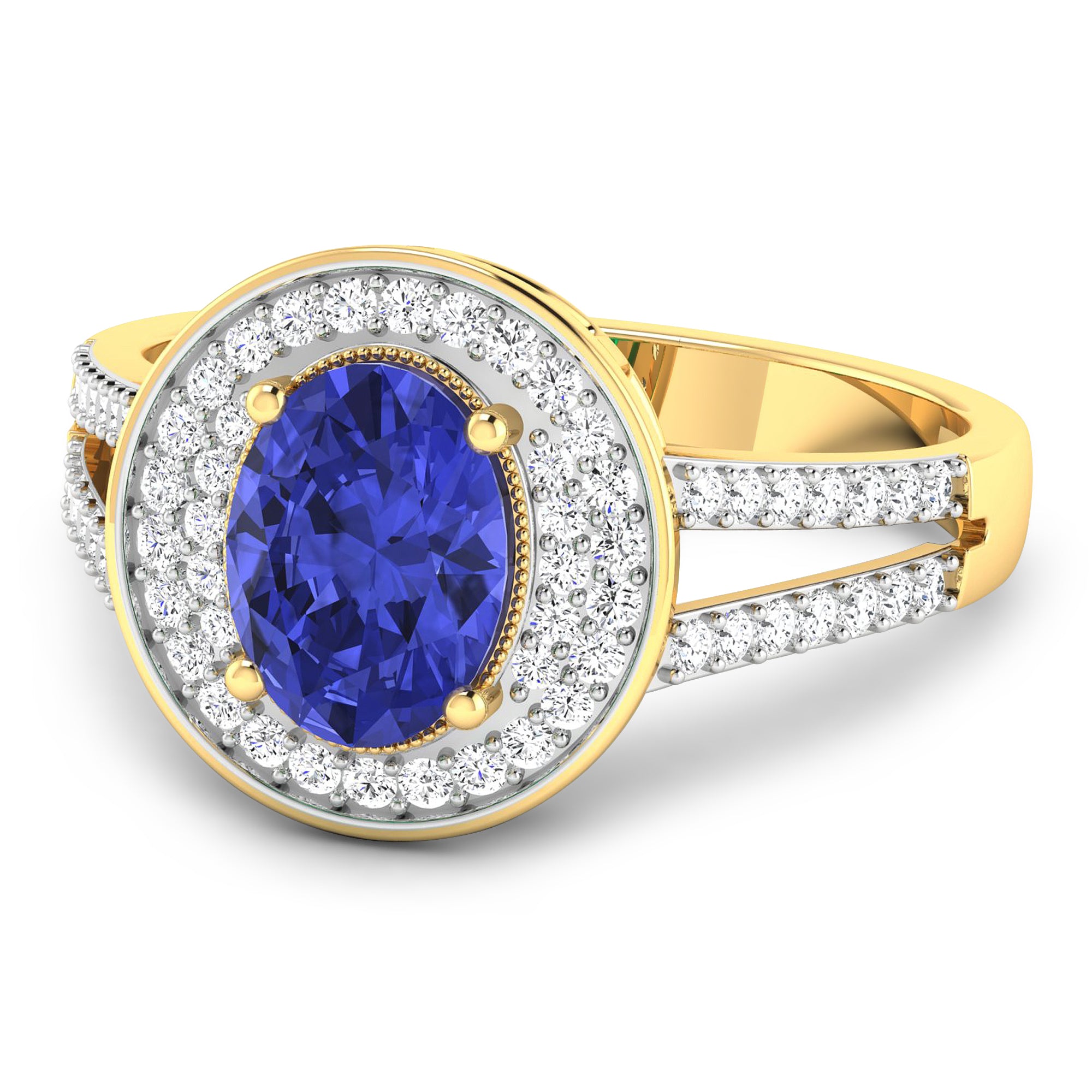 Genuine Tanzanite Diamond Halo Ring