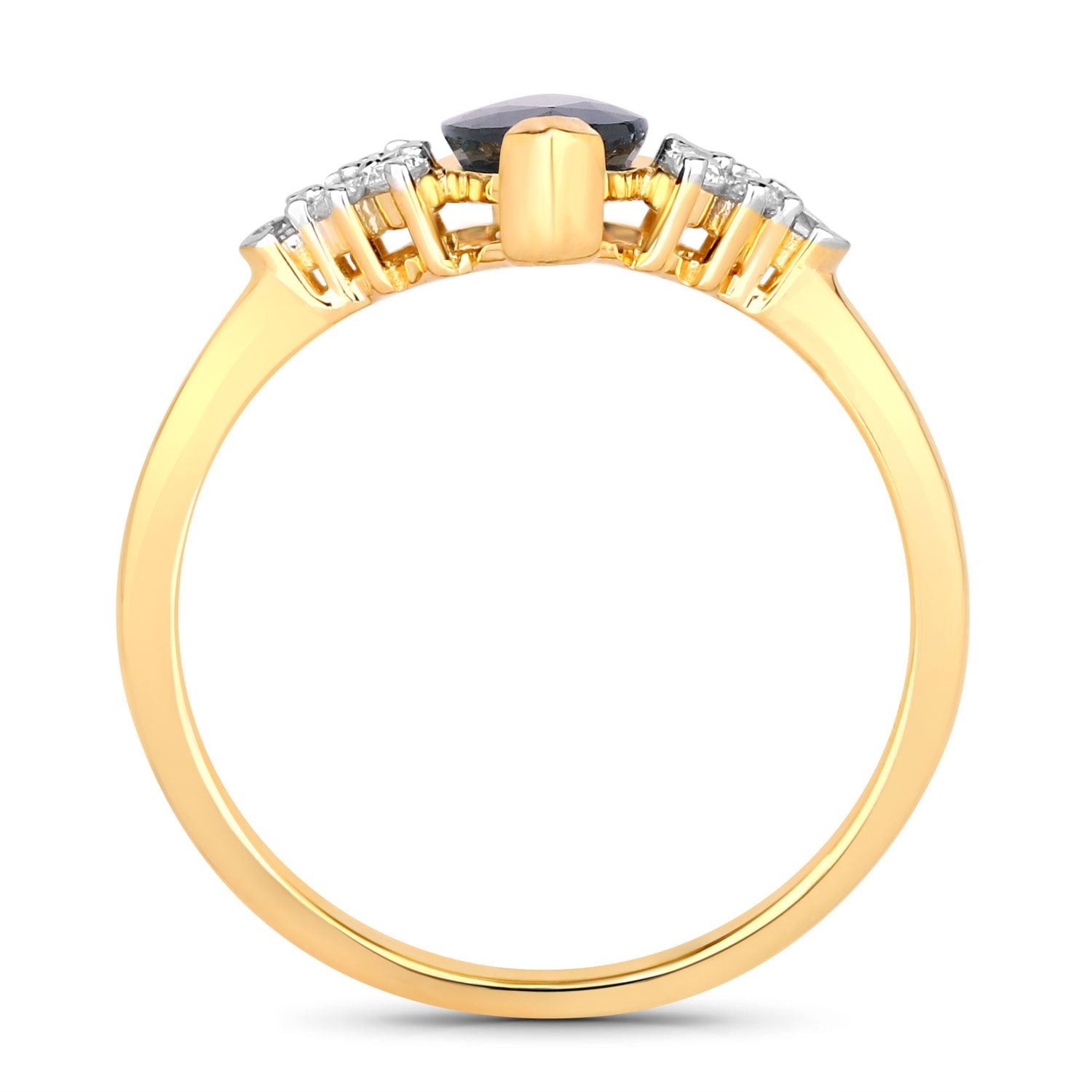 1.47ct Marquise Blue Sapphire and White Diamond Prong Cocktail 14K Yellow Gold Ring image 2